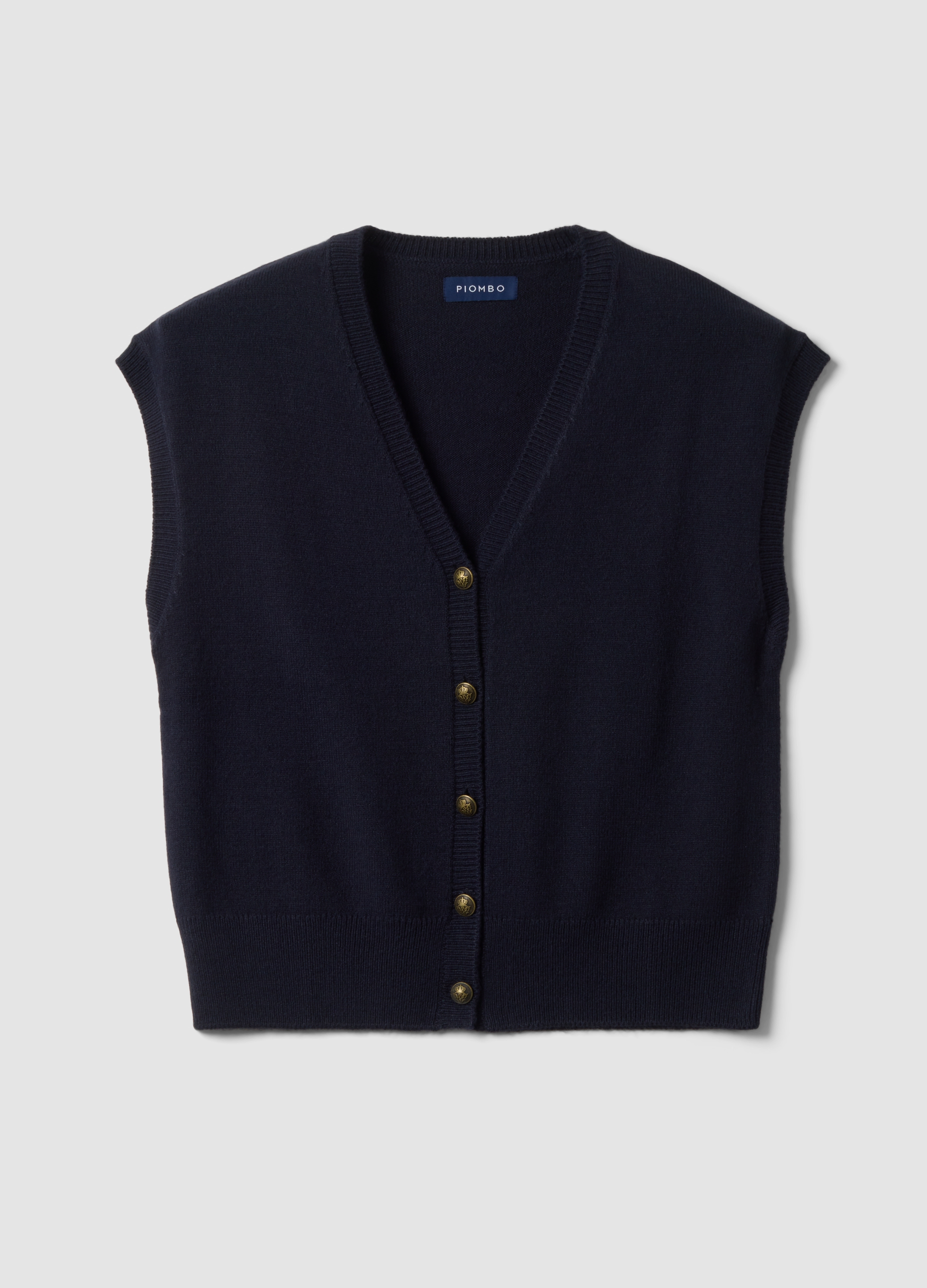Piombo Contemporary, Gilet Blu Con Scollo Profondo A V E Bottoni Over Fit, Donna, Blu, Taglia: XS