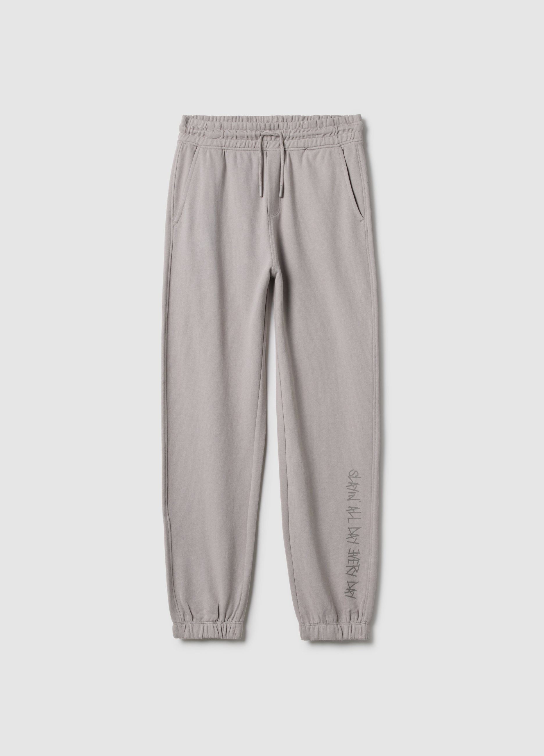 OVS KIDS, Joggers Grises De Algodón Puro Para Chico Ajuste Regular, Niño, Gris claro, Talla: 13-14