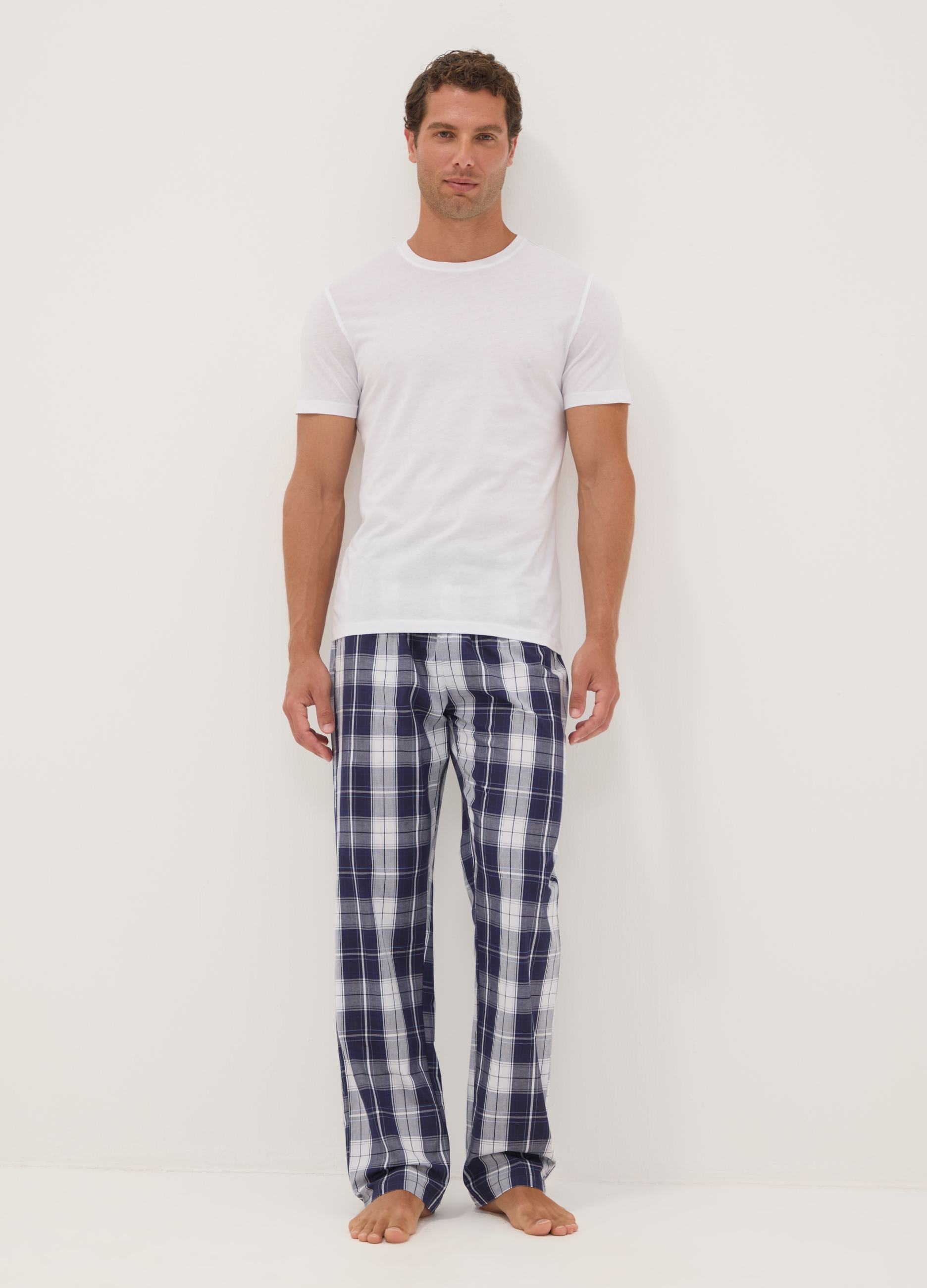 OVS, Pantaloni Del Pigiama Blu In Cotone Organico A Quadri, Uomo, Blu, Taglia: M