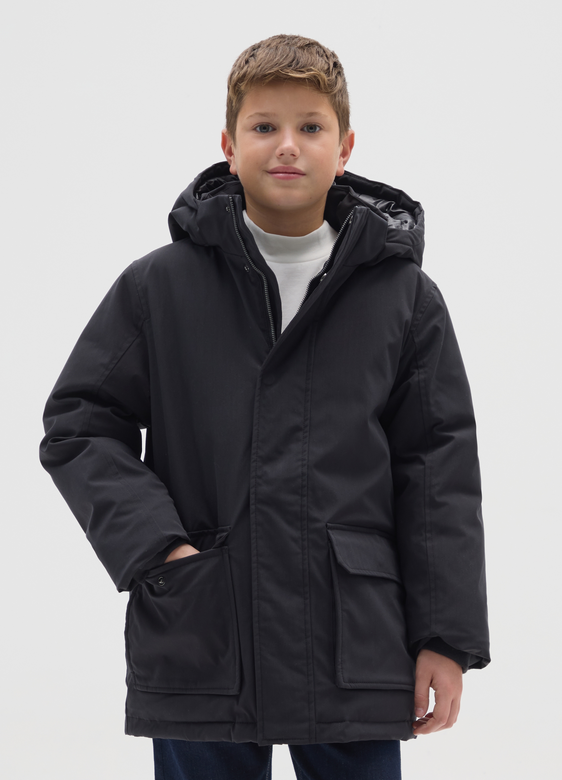 OVS KIDS, Giubbotto Nero Imbottito Con Cappuccio Da Ragazzo Regular Fit, Bambino, Nero, Taglia: 14-15