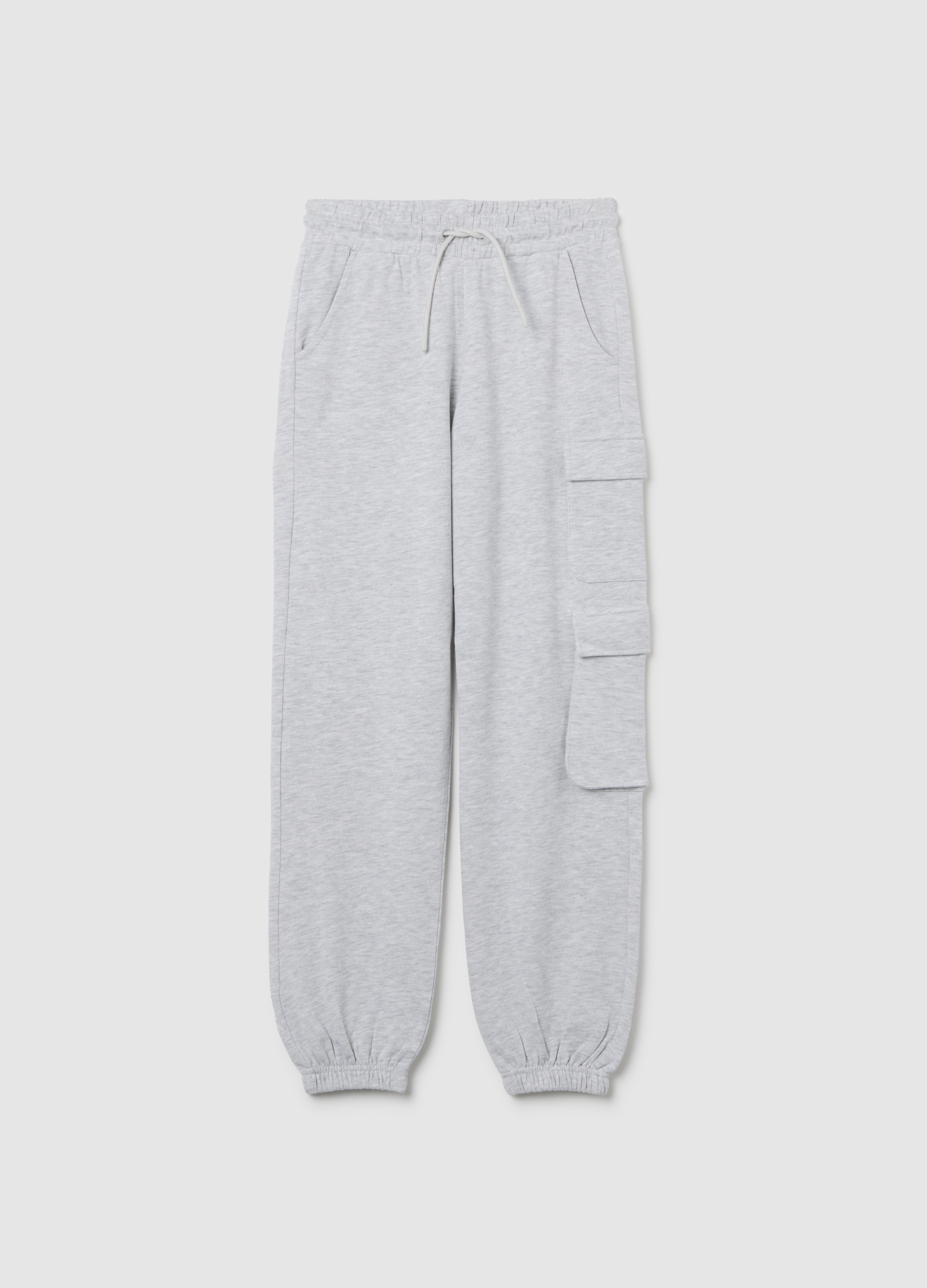 Joggers Grises De Algodón Para Niñas, Corte Regular Con Bolsillos Cargo, Niña, Gris claro, Talla: 10-11