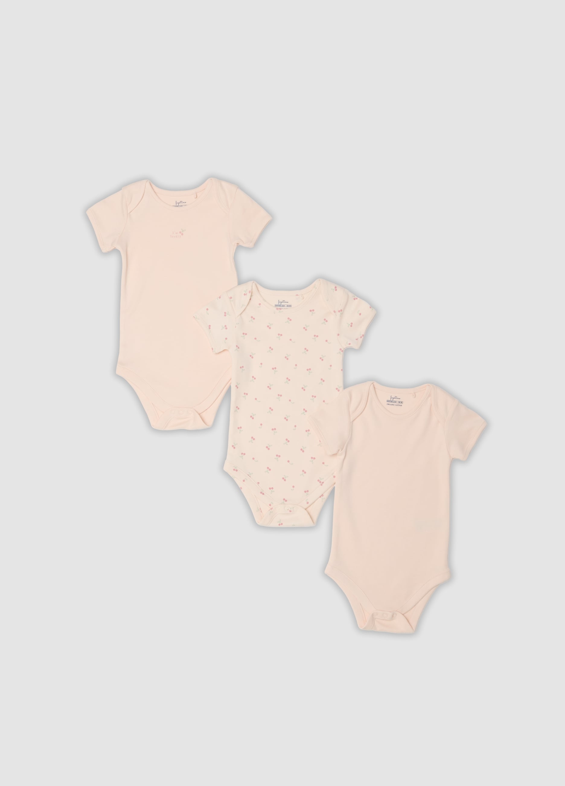 FAGOTTINO, Tripack Di Body Rosa In Cotone Organico A Maniche Corte Per Neonata E Bimba, Bambina, Rosa, Taglia: 24-30