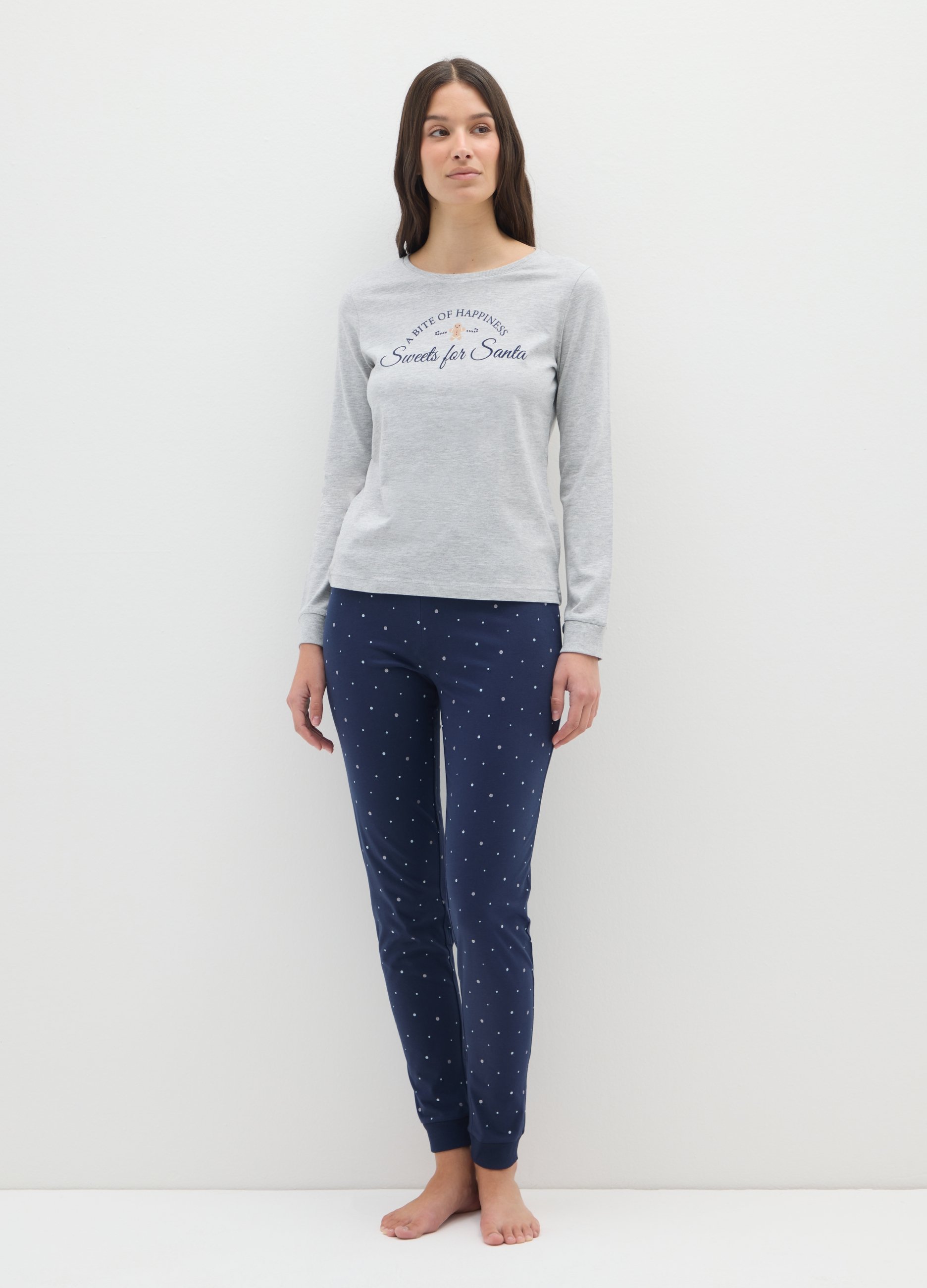 OVS, Pigiama Multicolor In Misto Cotone Regular Fit Con Pois, Donna, Multicolor, Taglia: L