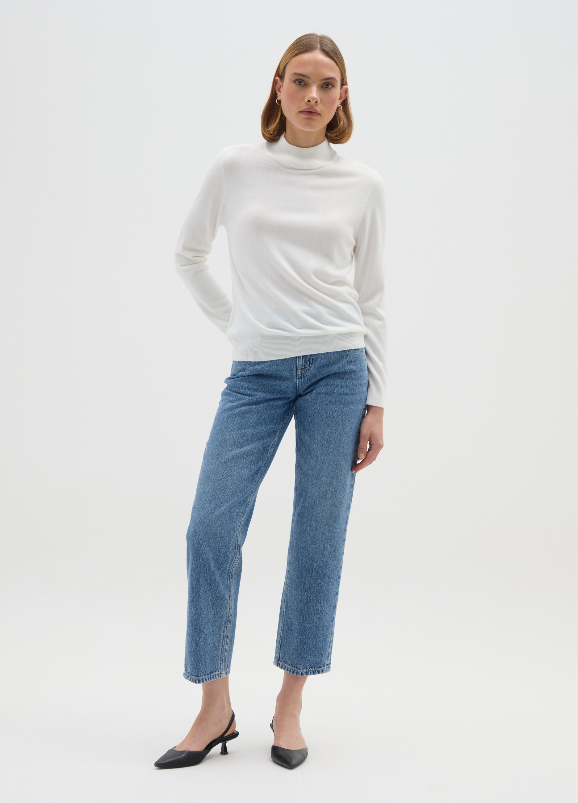 OVS, Vaqueros Rectos Azules En Denim Elástico Ajuste Regular, Mujer, Azul oscuro, Talla: 34