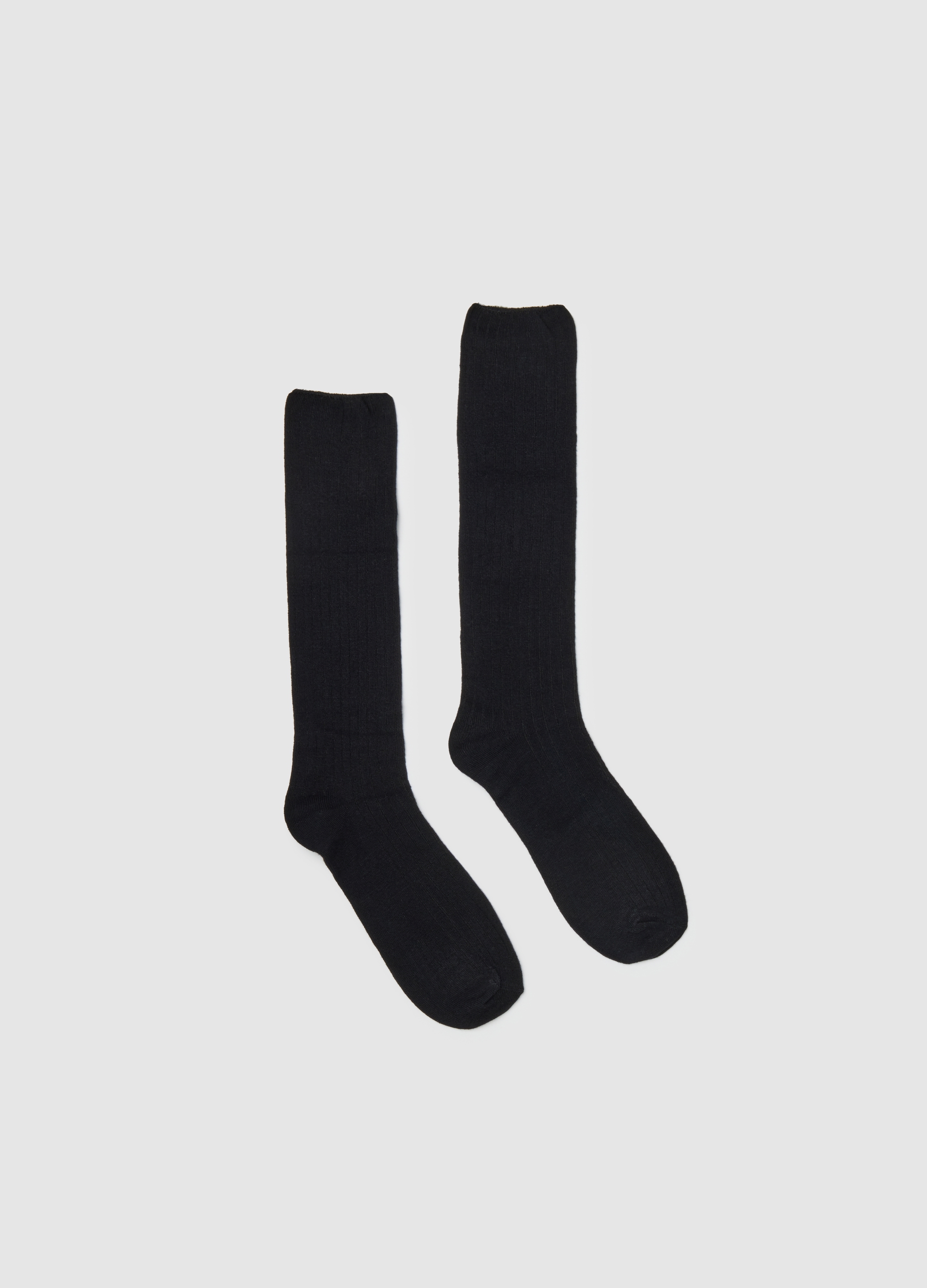 Calze Lunghe Elasticizzate Nere In Bamboo, Mujer, Gunmetal, Talla: 39-41