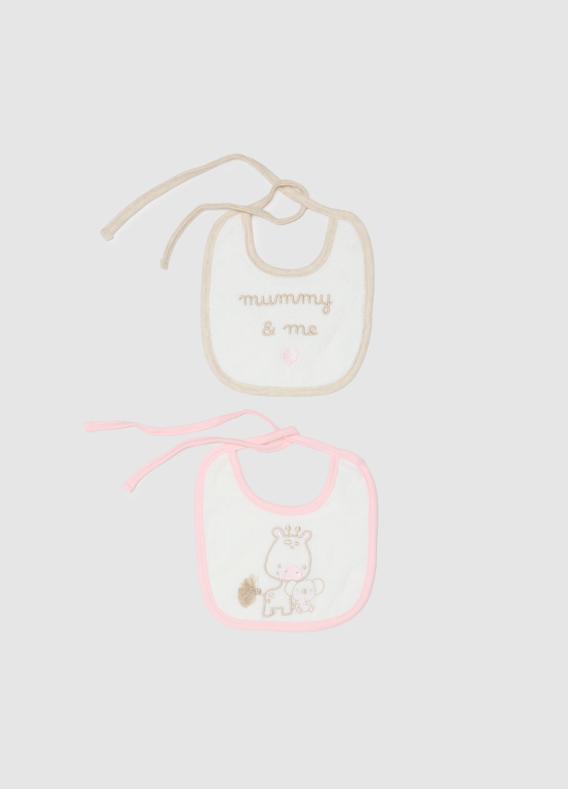 OVS, Zweiteiliges Set Aus Baby-lätzchen Aus Reinem Baumwoll-multicolor Mit Stickerei, Unisex, Weiß/Rosa, Größe: T.U.