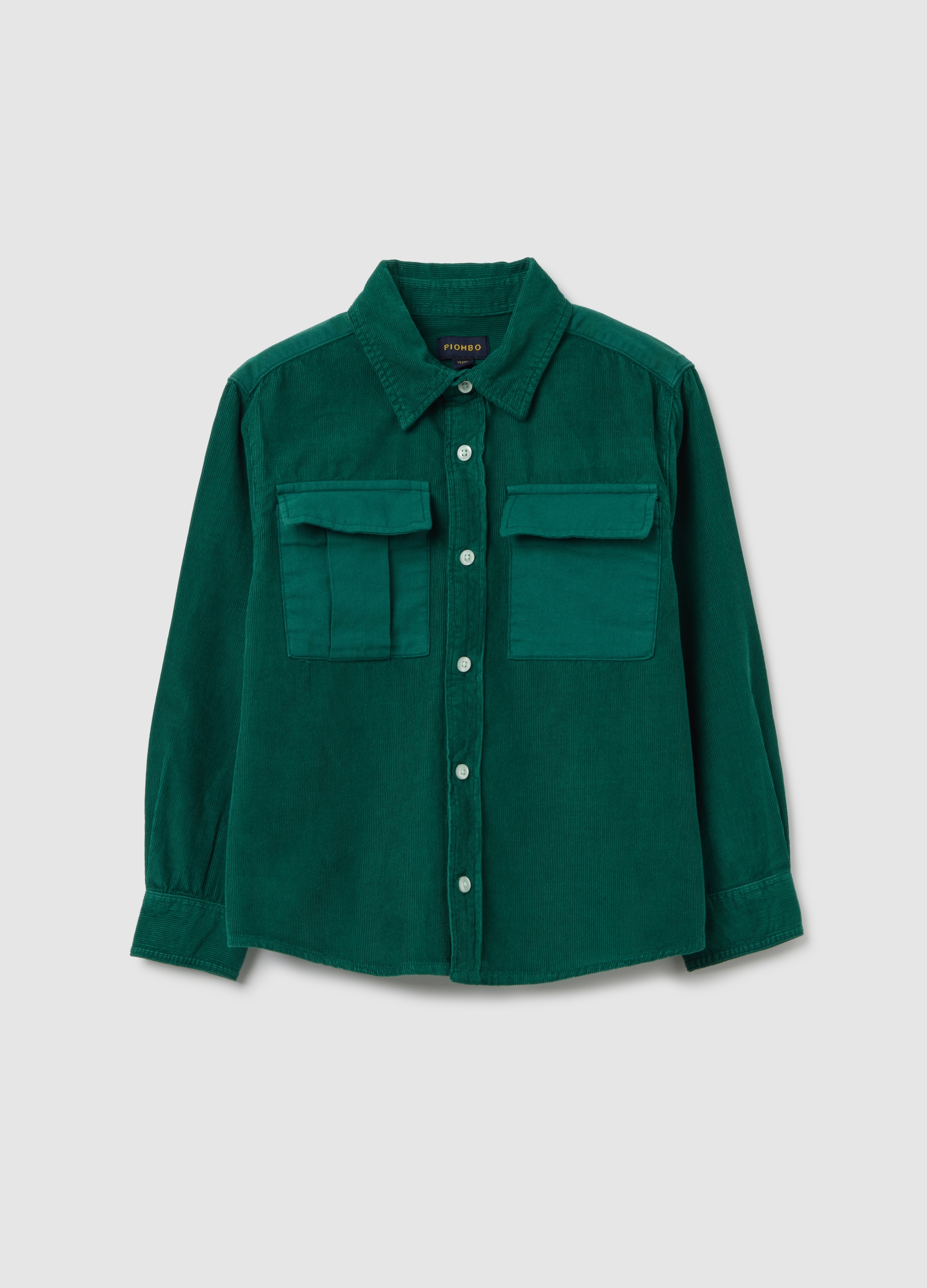 Camicia Da Bambino In Puro Cotone Verde Vestibilità Oversize, Niño, Verde oscuro, Talla: 10