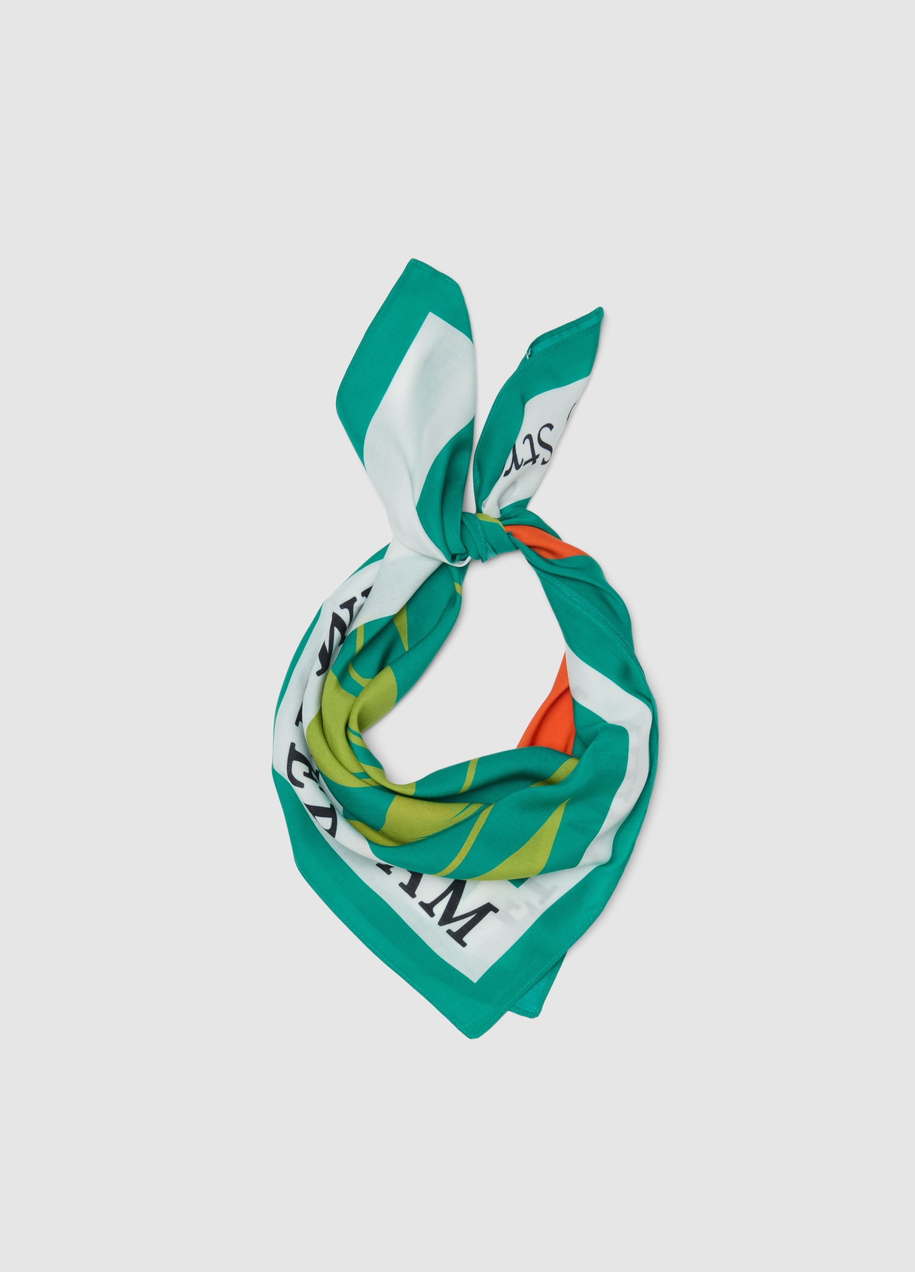 Pañuelo Ligero Multicolor De Pura Viscosa Con Estampado Floral, Mujer, Blanco/verde, Talla: FASUL