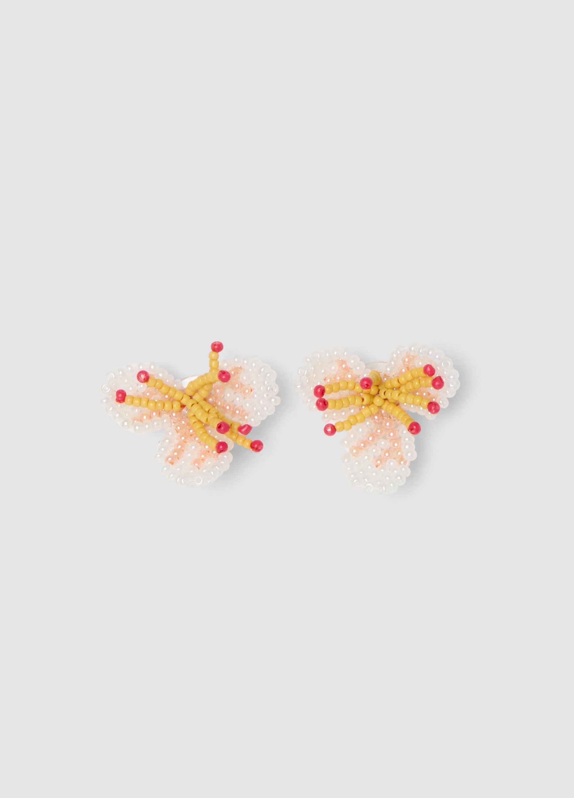 Pendientes En Forma De Mariposa Con Cuentas De Vidrio Multicolor, Mujer, Blanco/amarillo, Talla: FASUL
