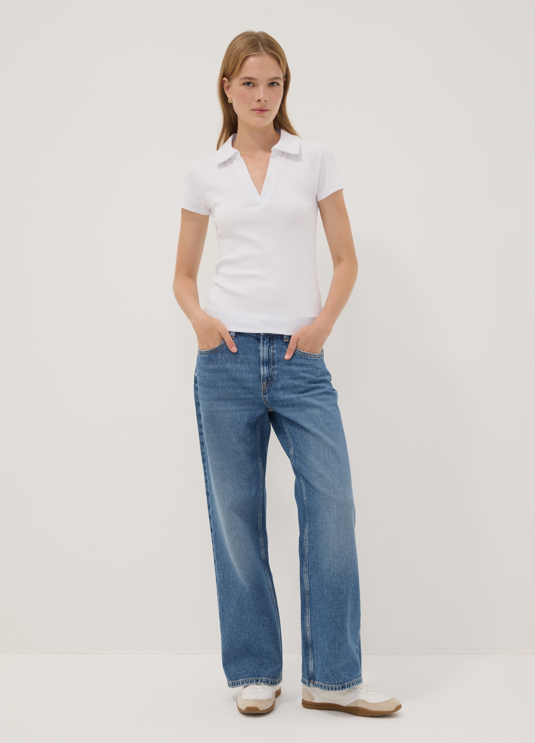 REPUBLIC OF DENIM, Jeans Straight Fit In Puro Cotone Blu Denim, Donna, Blu, Taglia: 40