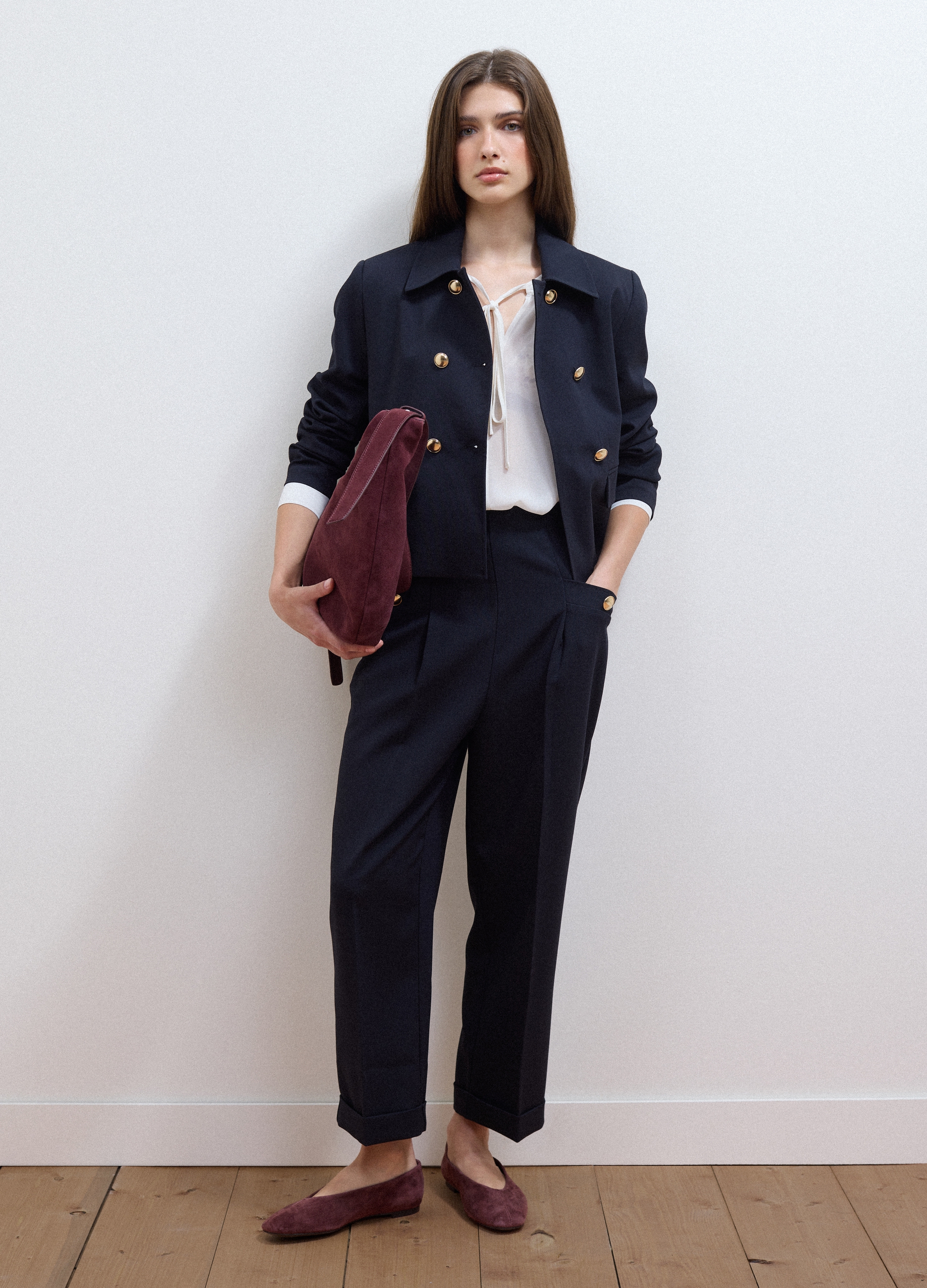 LES COPAINS, Pantaloni Neri In Viscosa Elasticizzato Regular Tapered Fit, Donna, Nero, Taglia: 40