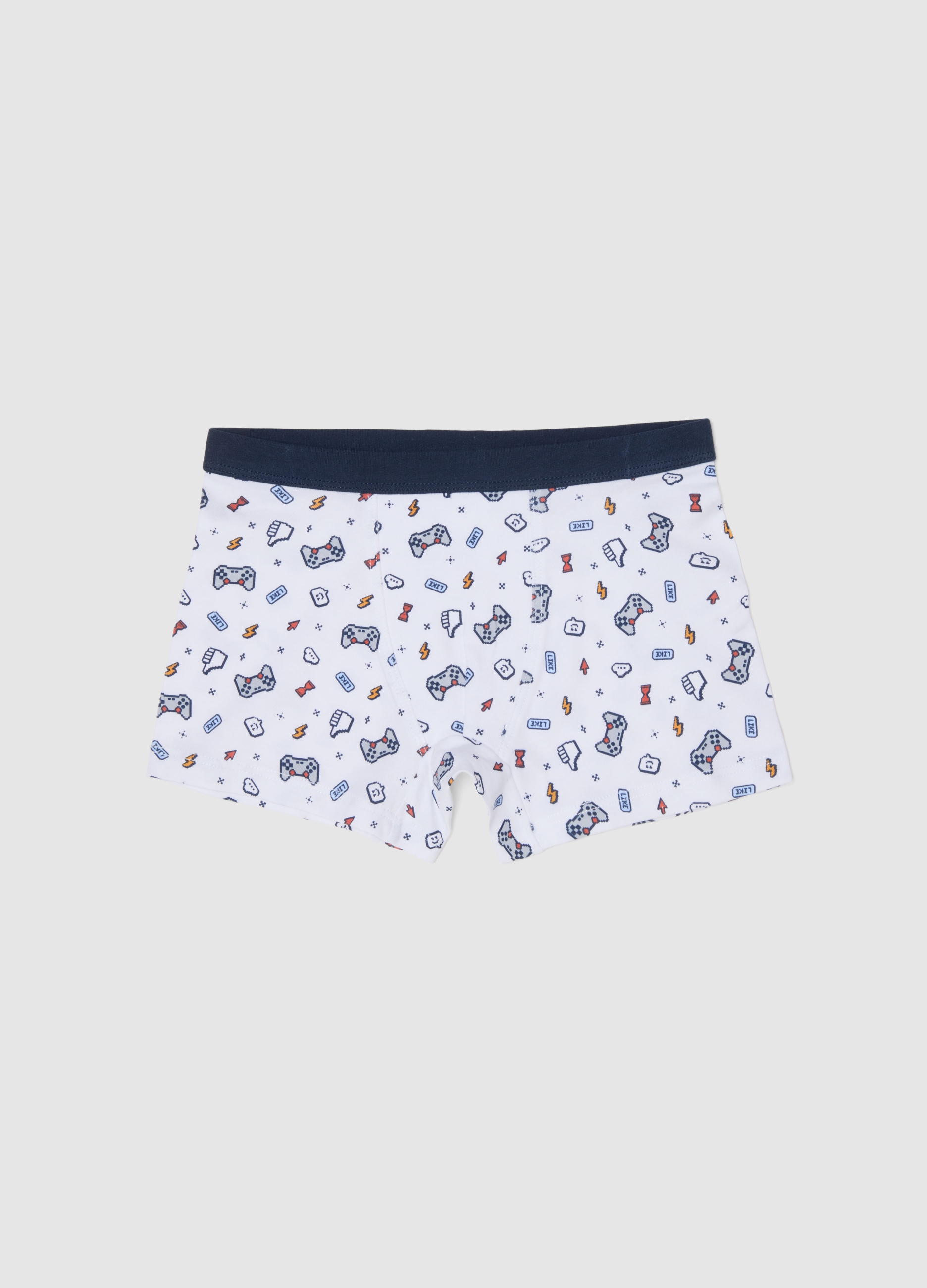 OVS KIDS, Boxers De Algodón Elástico Multicolor Para Niños Con Joystick, Niño, Azul/Blanco, Talla: 5-6
