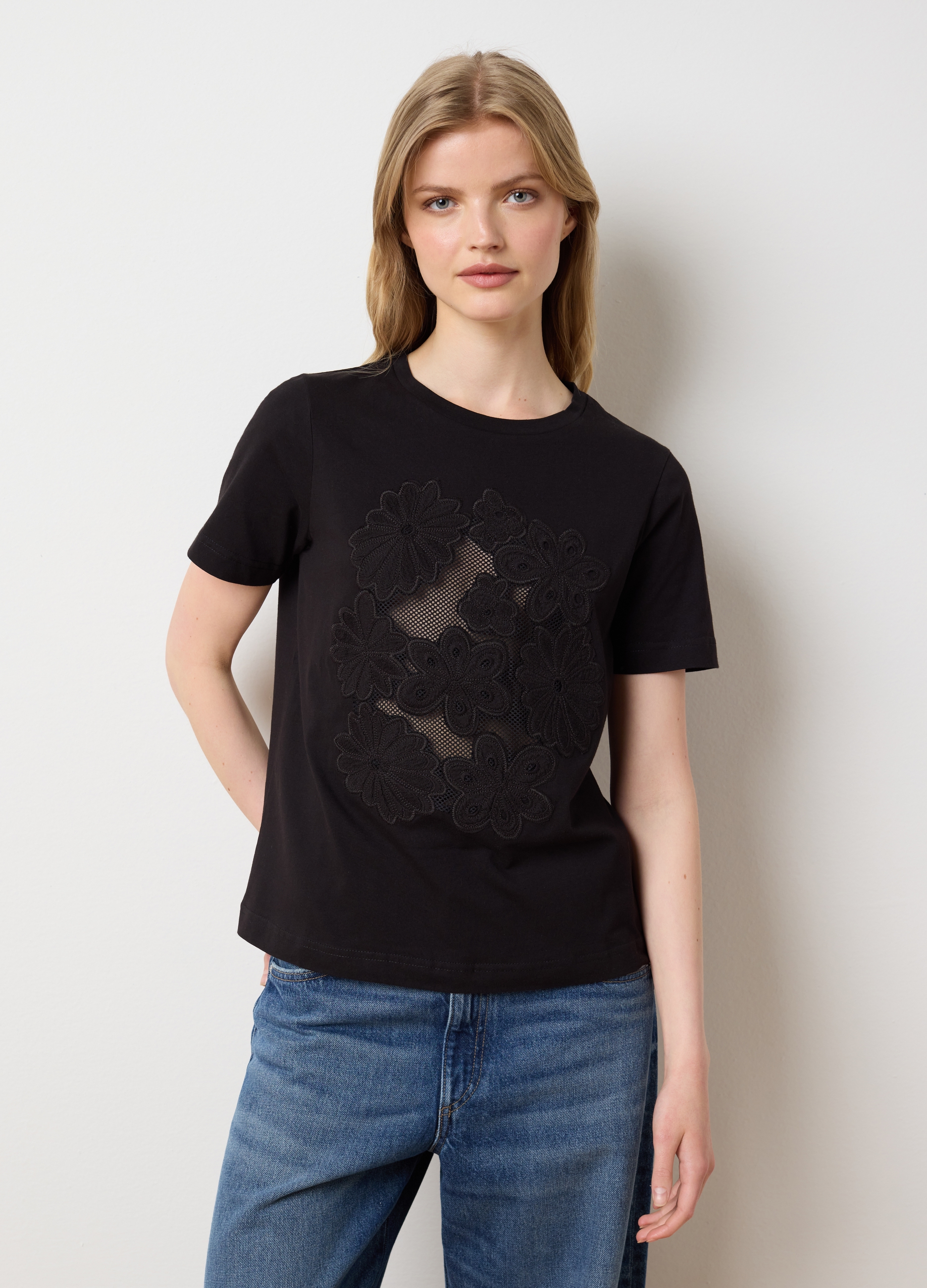 OVS, T-shirt Da Donna In Puro Cotone Nero Regular Fit, Nero, Taglia: M