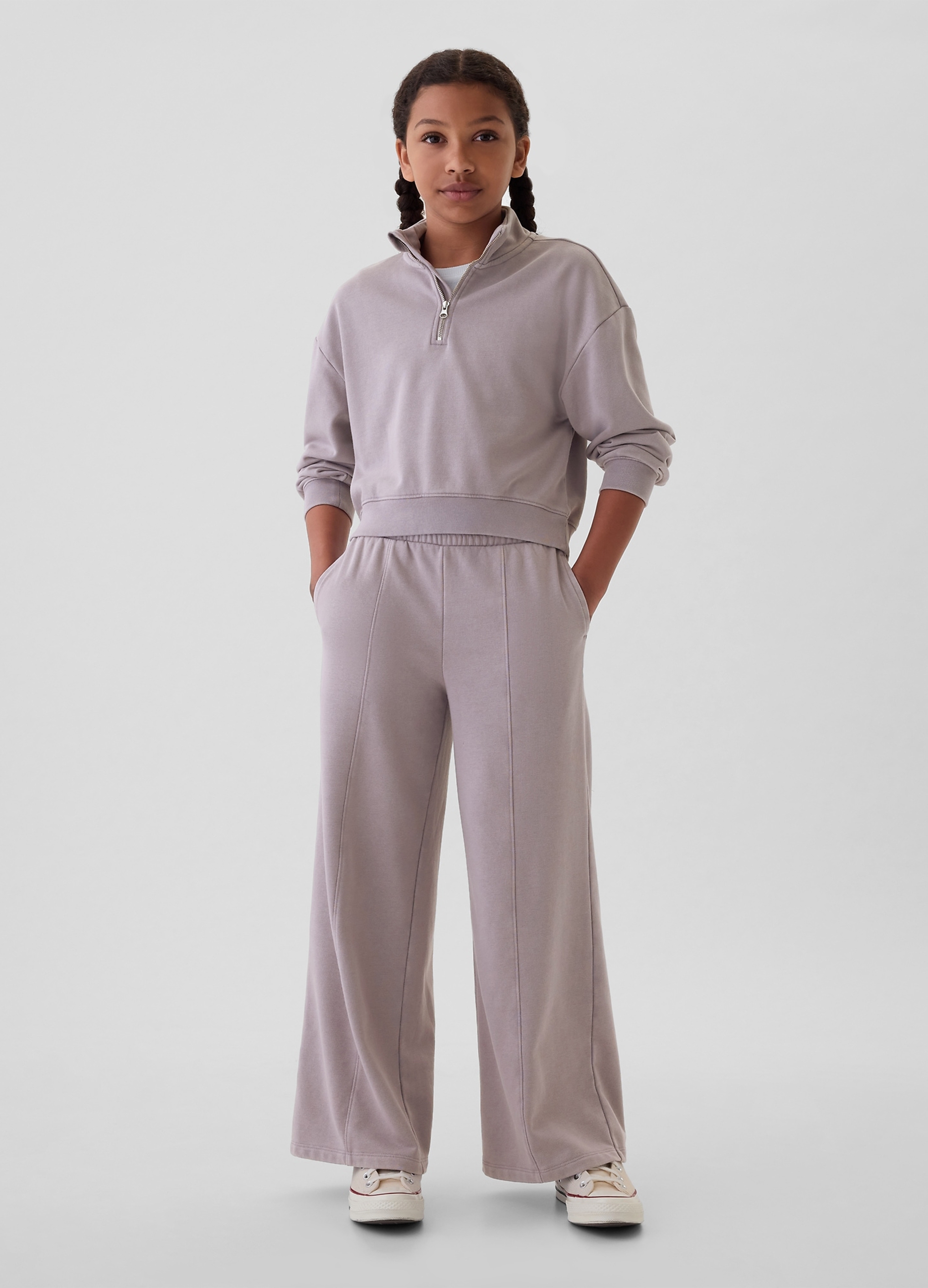 OVS, Joggers A Gamba Larga In Felpa, Bambina, Viola, Taglia: XS/99-114