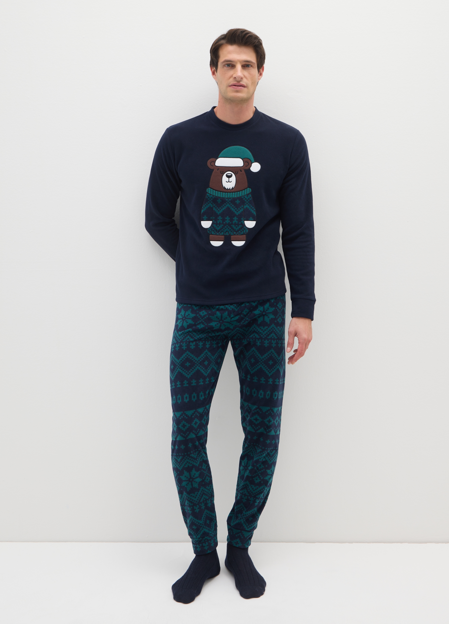 OVS, Pigiama Multicolor Regular Fit Con Motivo Natalizio, Uomo, Multicolor, Taglia: XXL