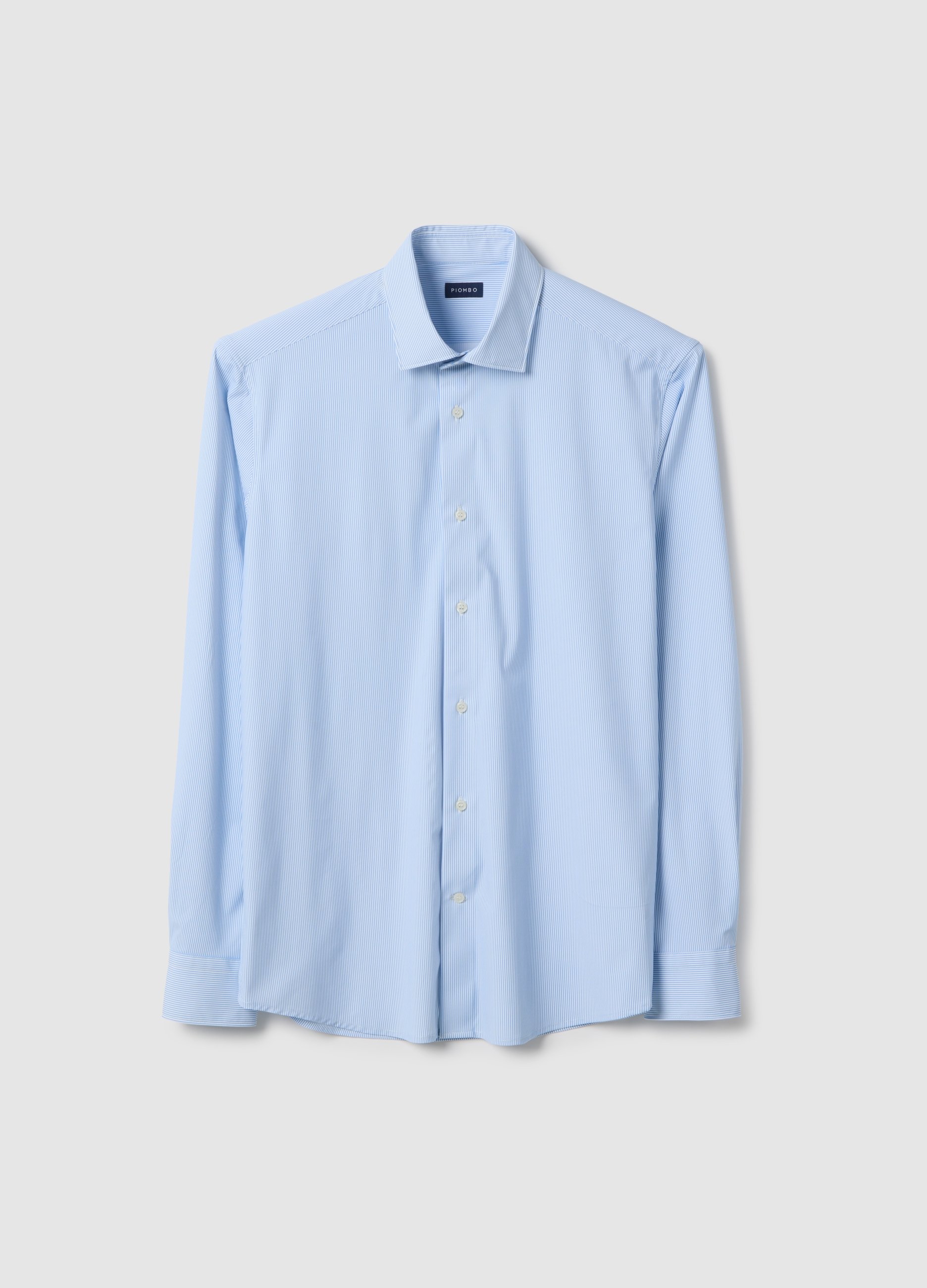 Piombo Tech, Camisa De Manga Larga A Rayas Multicolor Slim Fit, Hombre, Blanco/azul claro, Talla: XXL