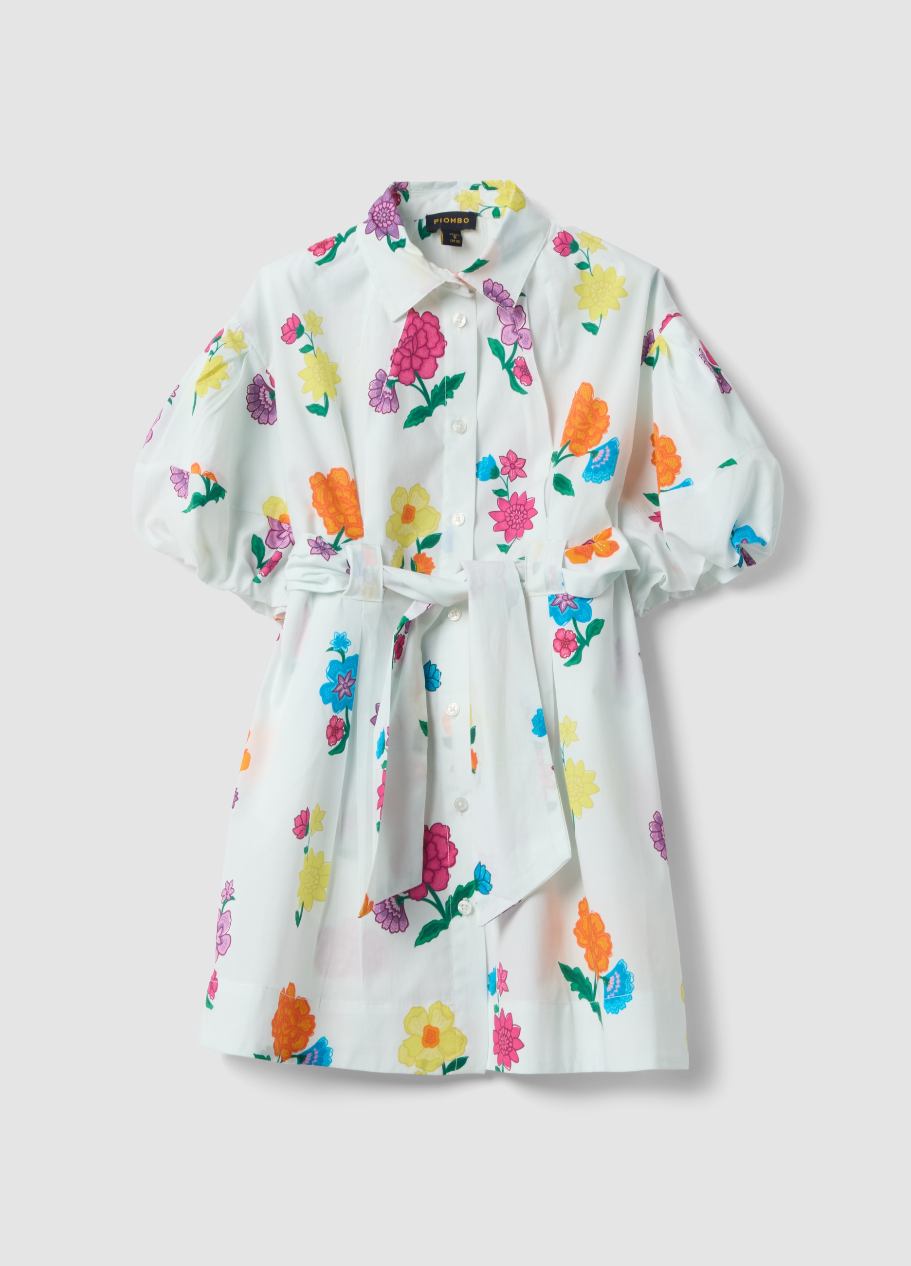 PIOMBO KIDS, Vestido Blanco De Niña De Algodón Puro Con Estampado Floral, Corte Regular, Niña, Blanco, Talla: 12