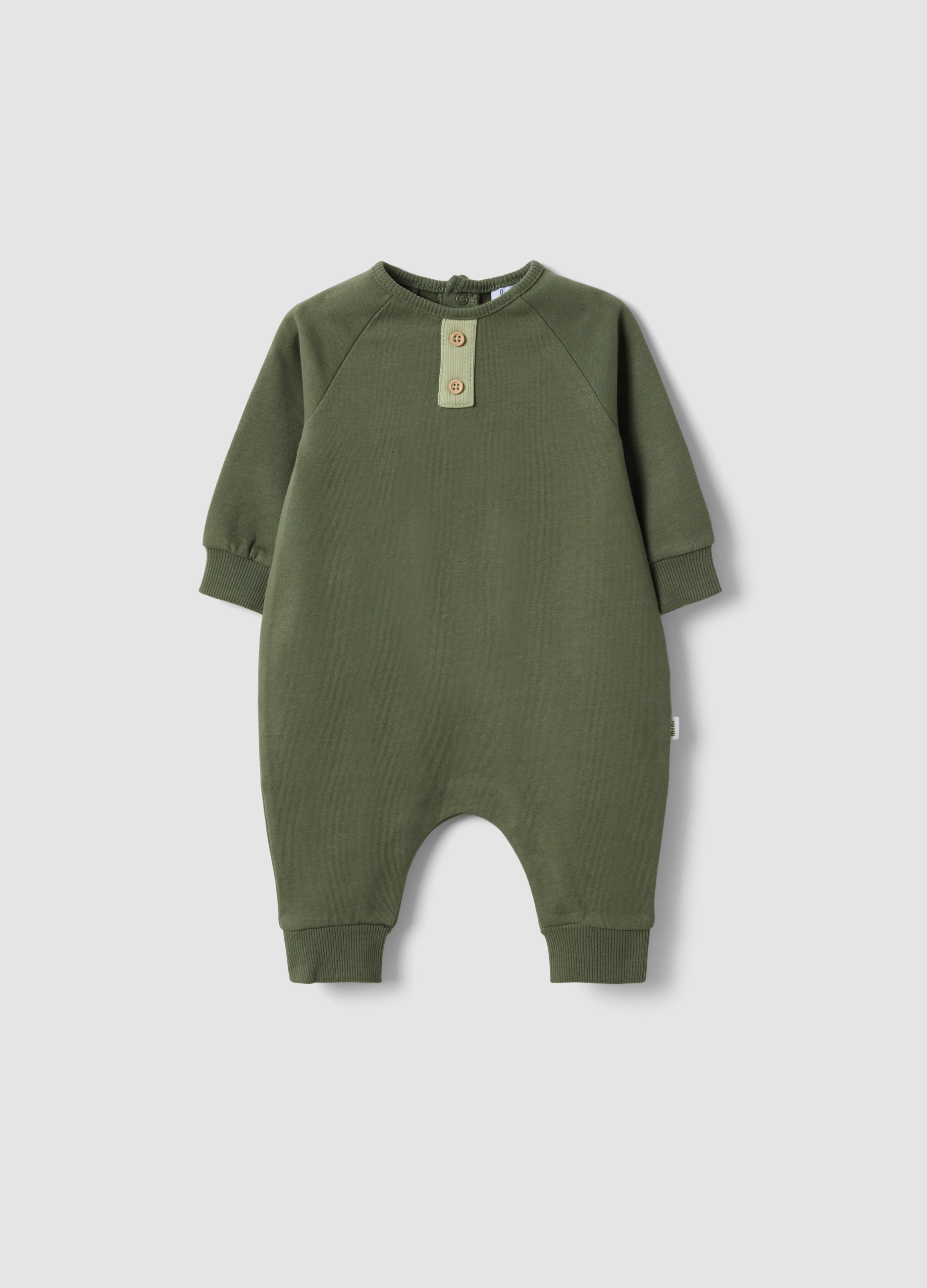 FAGOTTINO, Tutina Verde In Puro Cotone Organico A Maniche Lunghe Per Neonato, Verde, Taglia: 1-3