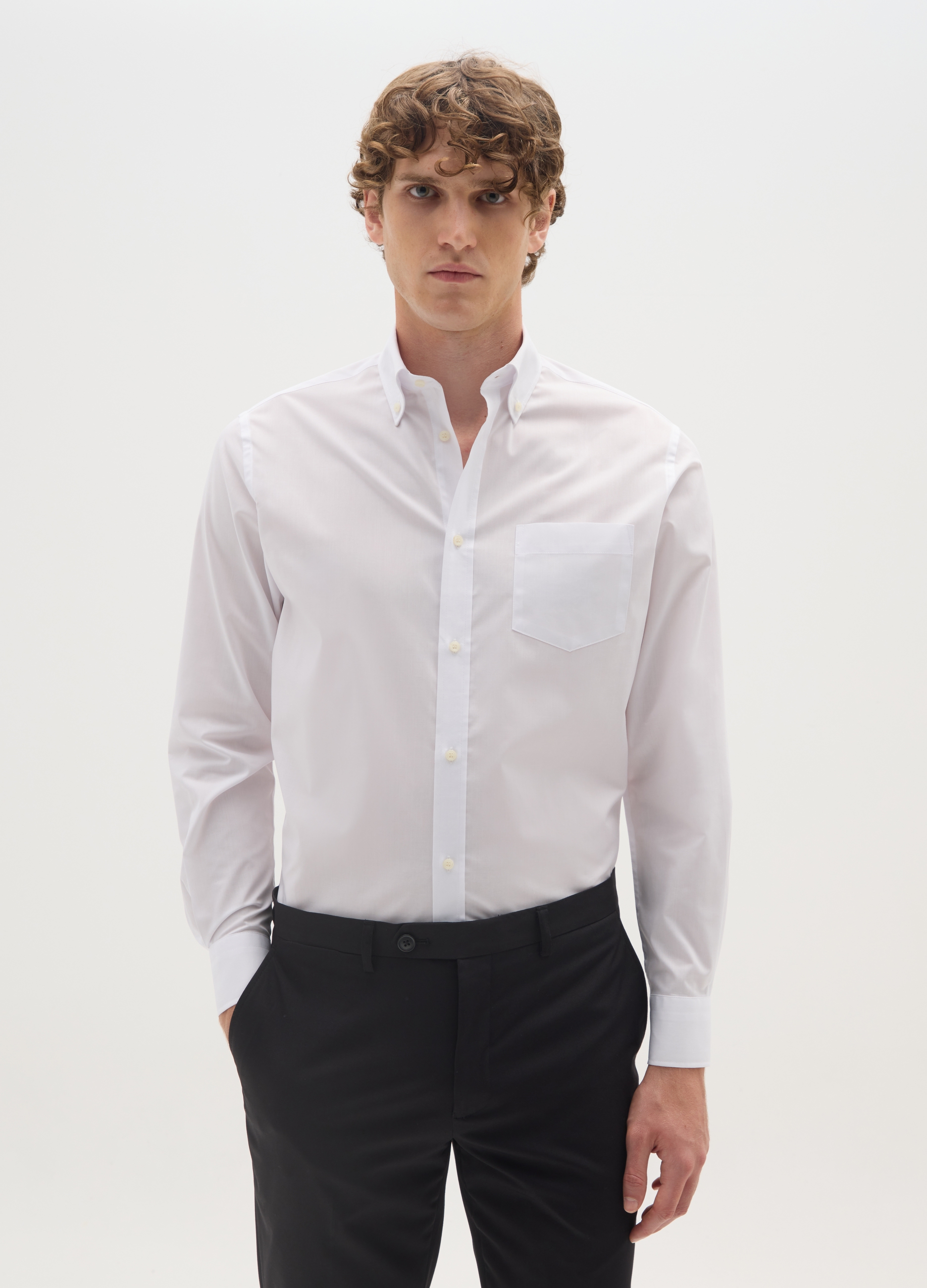 OVS, Camicia In Misto Cotone Bianca Regular Fit Easy Iron, Uomo, Bianco, Taglia: 39