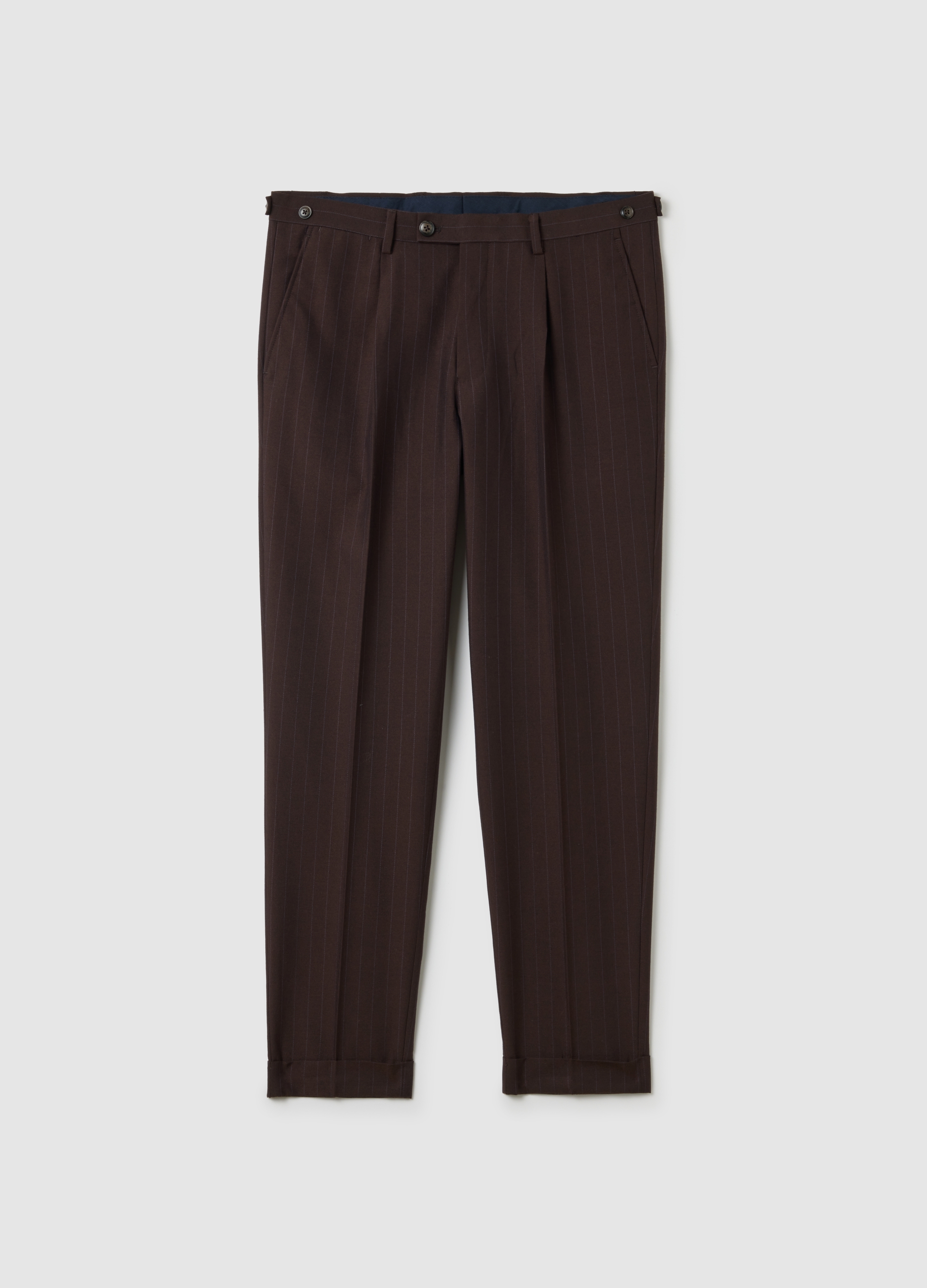 Pantaloni Marroni Slim Fit, Hombre, Marrón oscuro, Talla: 52
