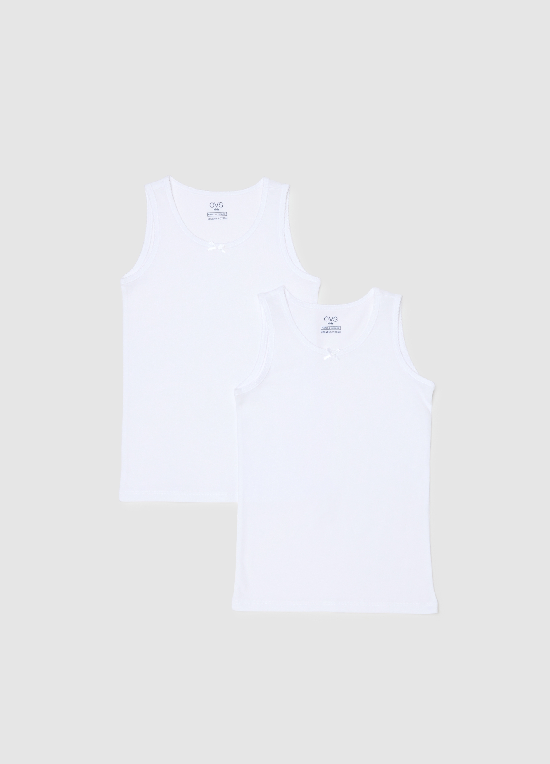 OVS KIDS, Bipack Canottiere Bianche Da Bambina In Puro Cotone Regular Fit, Unisex, Bianco, Taglia: 7-8