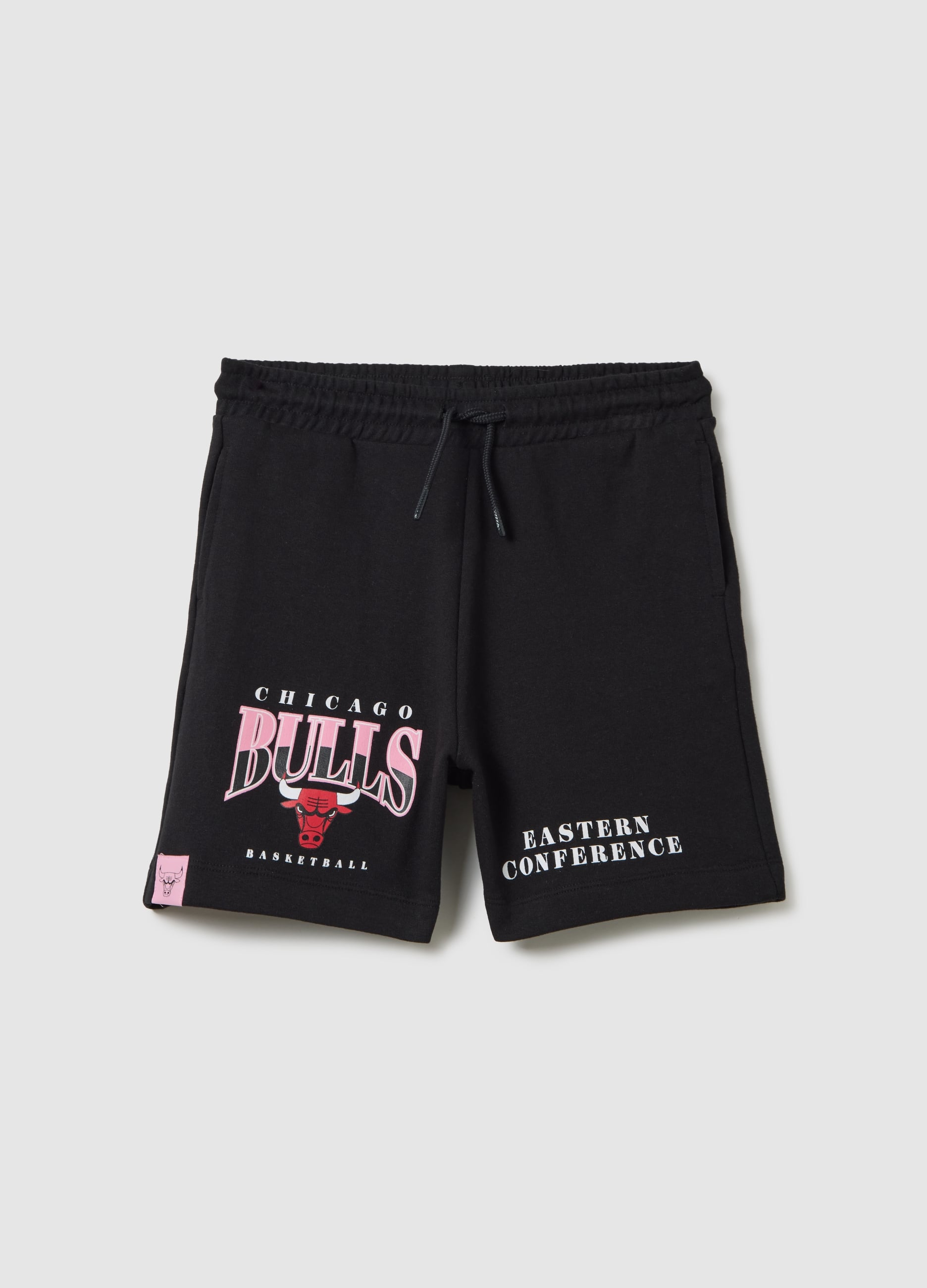 NBA, Bermuda Jogger Neri Con Coulisse Nba Chicago Bulls, Bambina, Nero, Taglia: 10-11