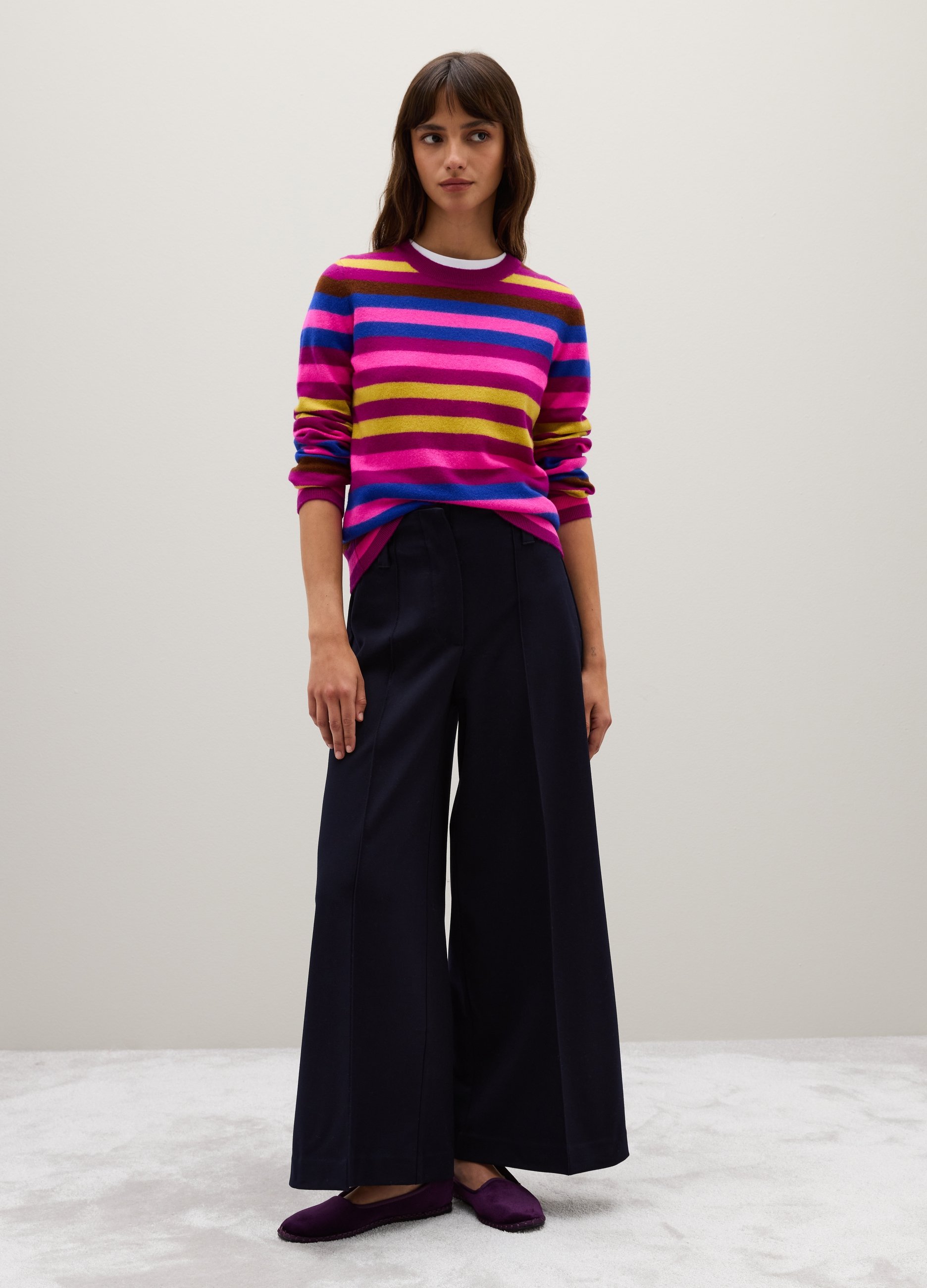 OVS, Suéter De Rayas Multicolor En Lana Pura, Mujer, Azul/rosa, Talla: 36