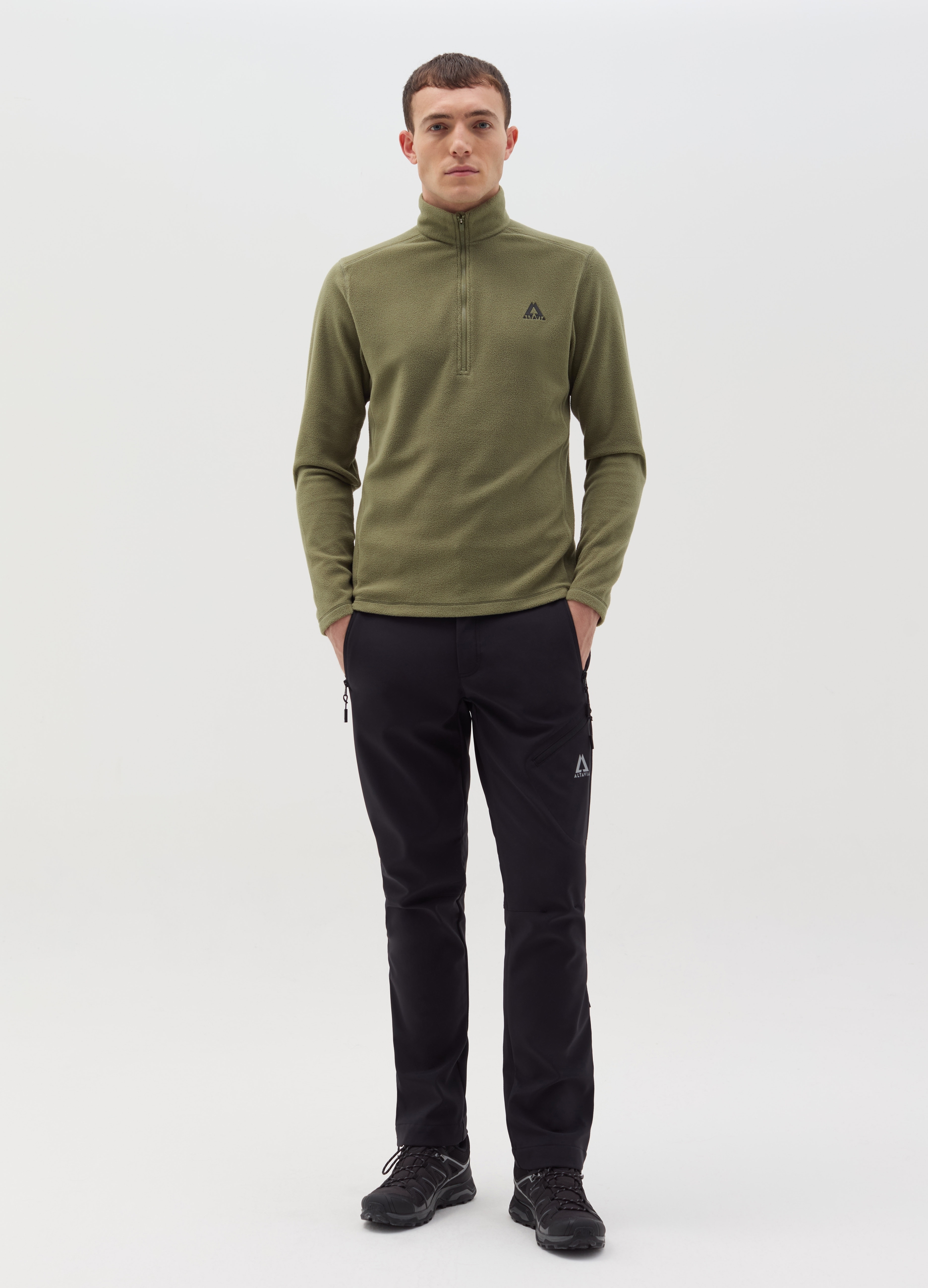 ALTAVIA, Pile Half Zip Altavia With Deborah Compagnoni, Uomo, Verde, Taglia: S