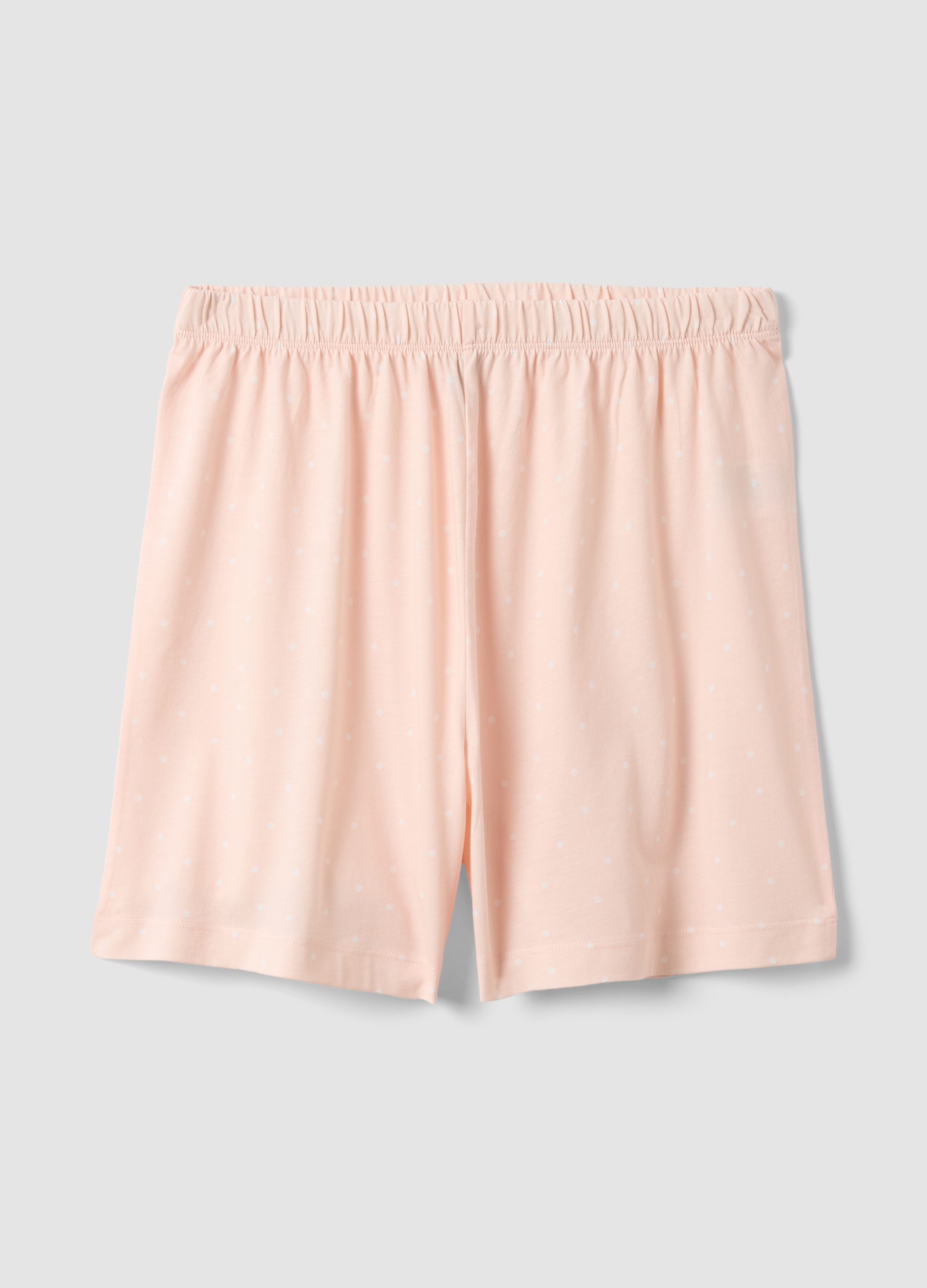 Pantalones Cortos De Pijama Rosa Con Lunares En Algodón Puro Ajuste Regular, Mujer, Rosa pastel, Talla: XL