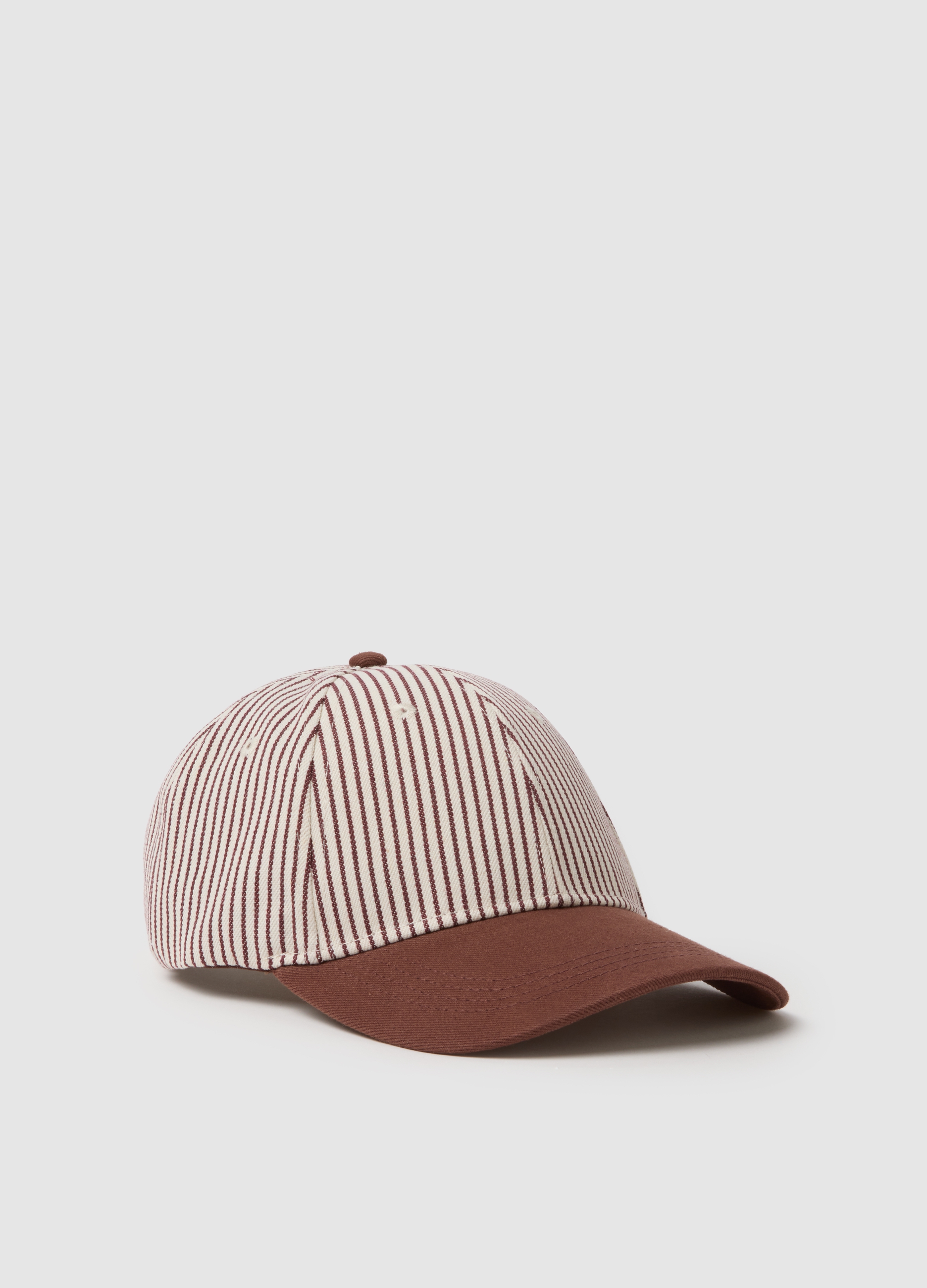 PIOMBO, Gorra De Mezcla De Algodón A Rayas Multicolor Con Visera Ajustable, Hombre, Blanco/marrón, Talla: FASUL