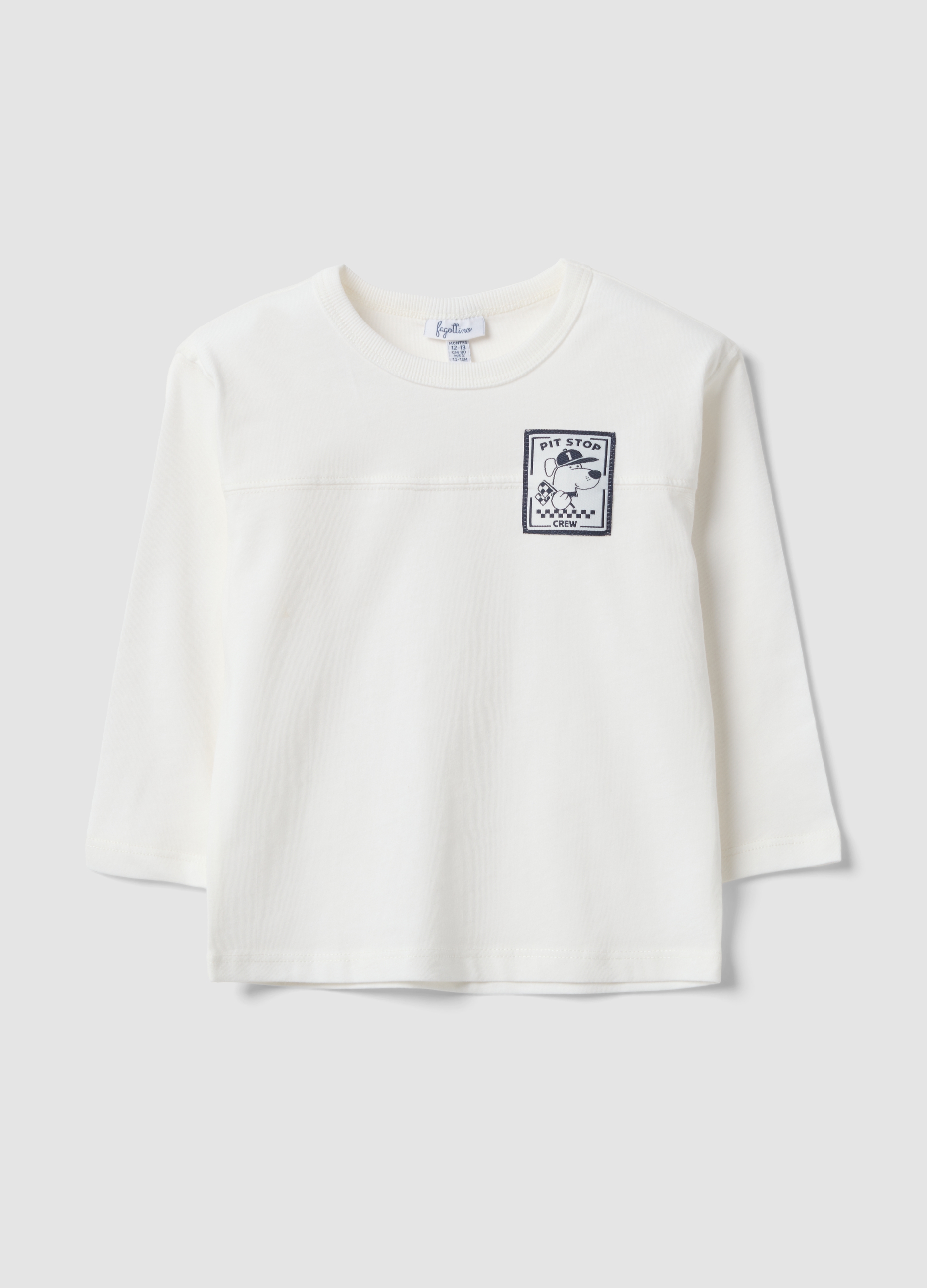 FAGOTTINO, T-shirt Bianca In Puro Cotone Organico Con Stampa Per Bimbo, Bambino, Bianco, Taglia: 24-30