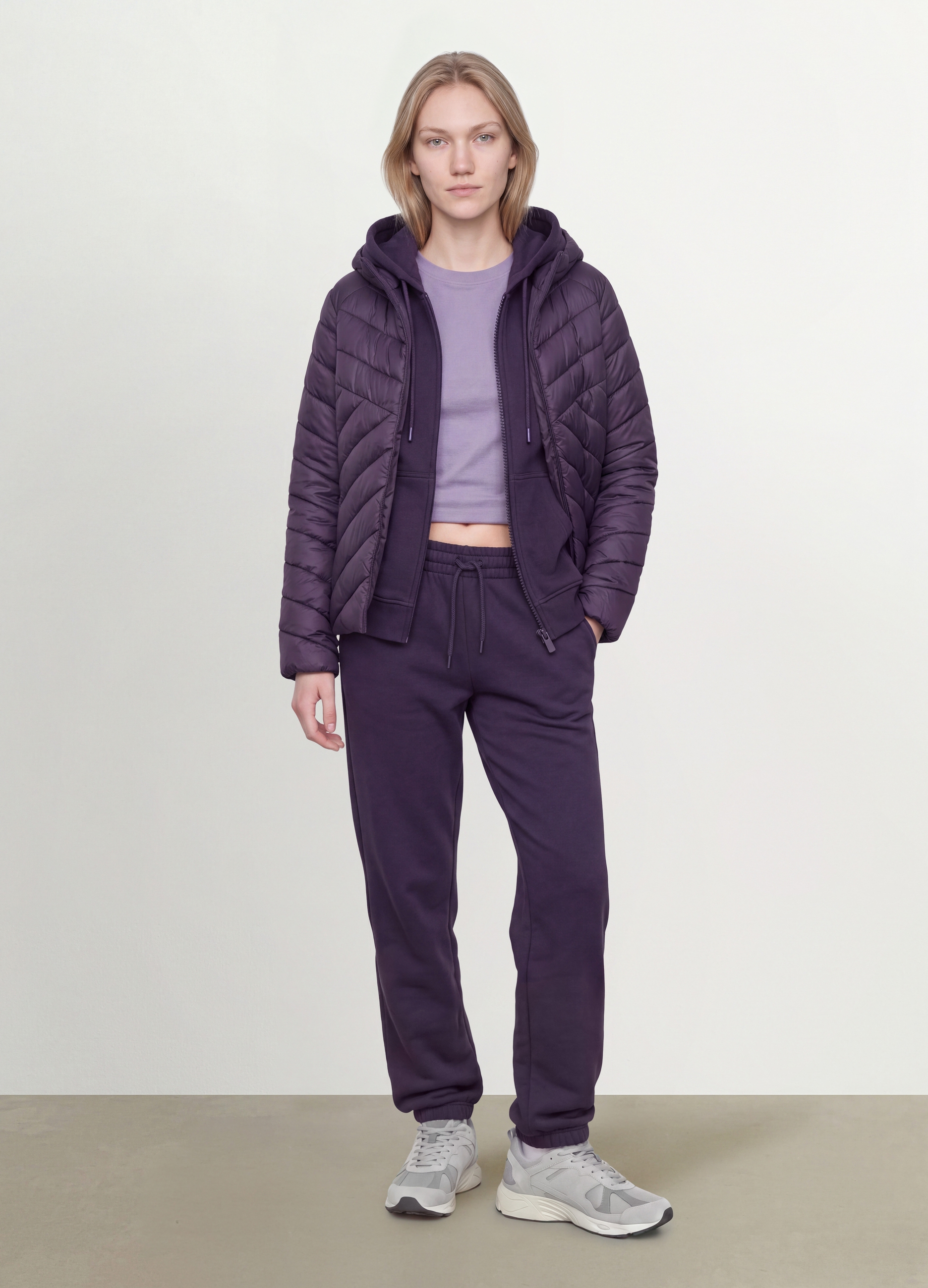 OVS, Giacca Ultralight Viola Trapuntata Con Cappuccio E Zip, Donna, Viola, Taglia: XXL