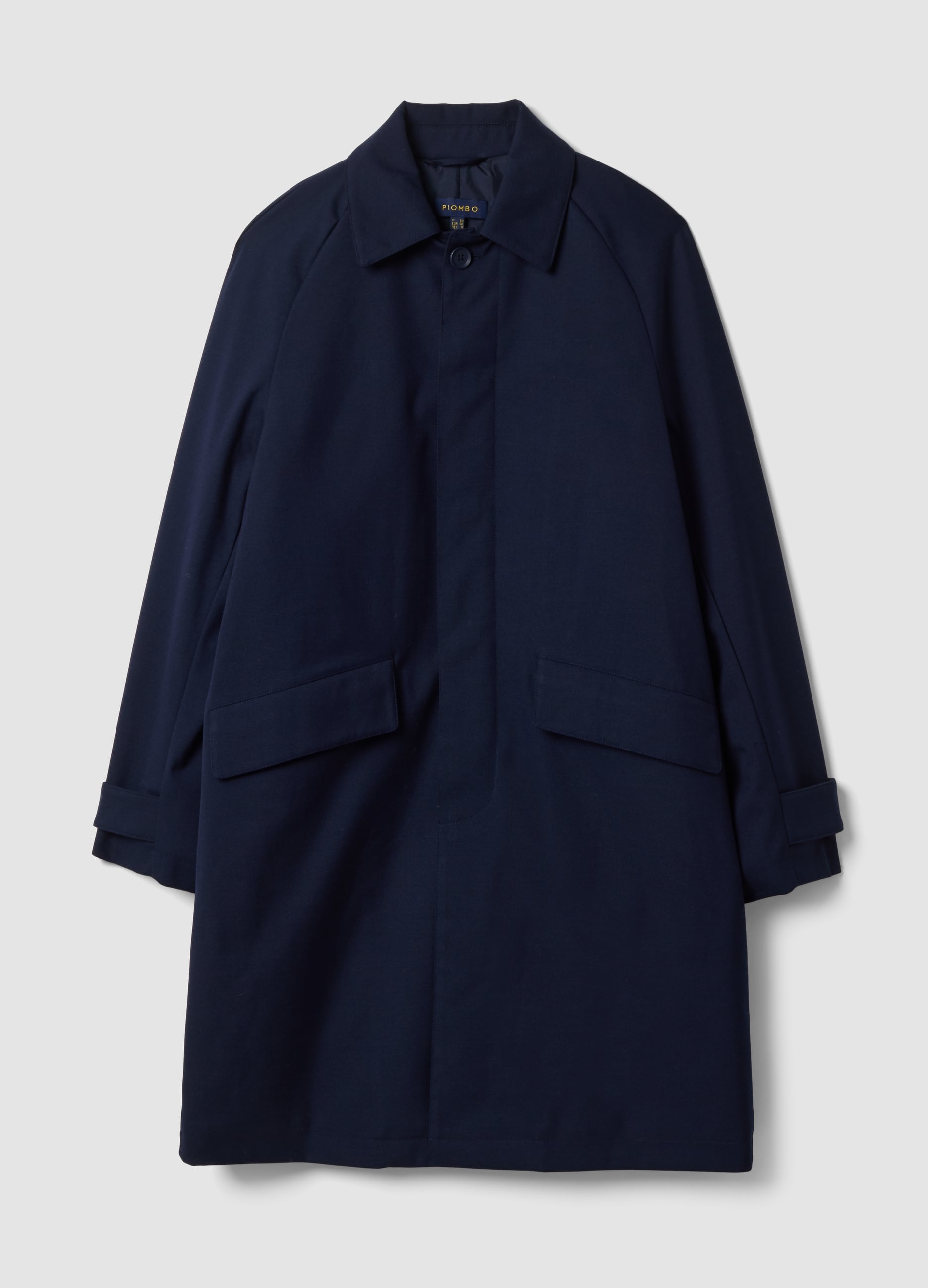 Piombo Abrigo Acolchado Azul Marino De Lana Y Viscosa Elástica, Corte Oversize, Hombre, Azul marino, Talla: 54