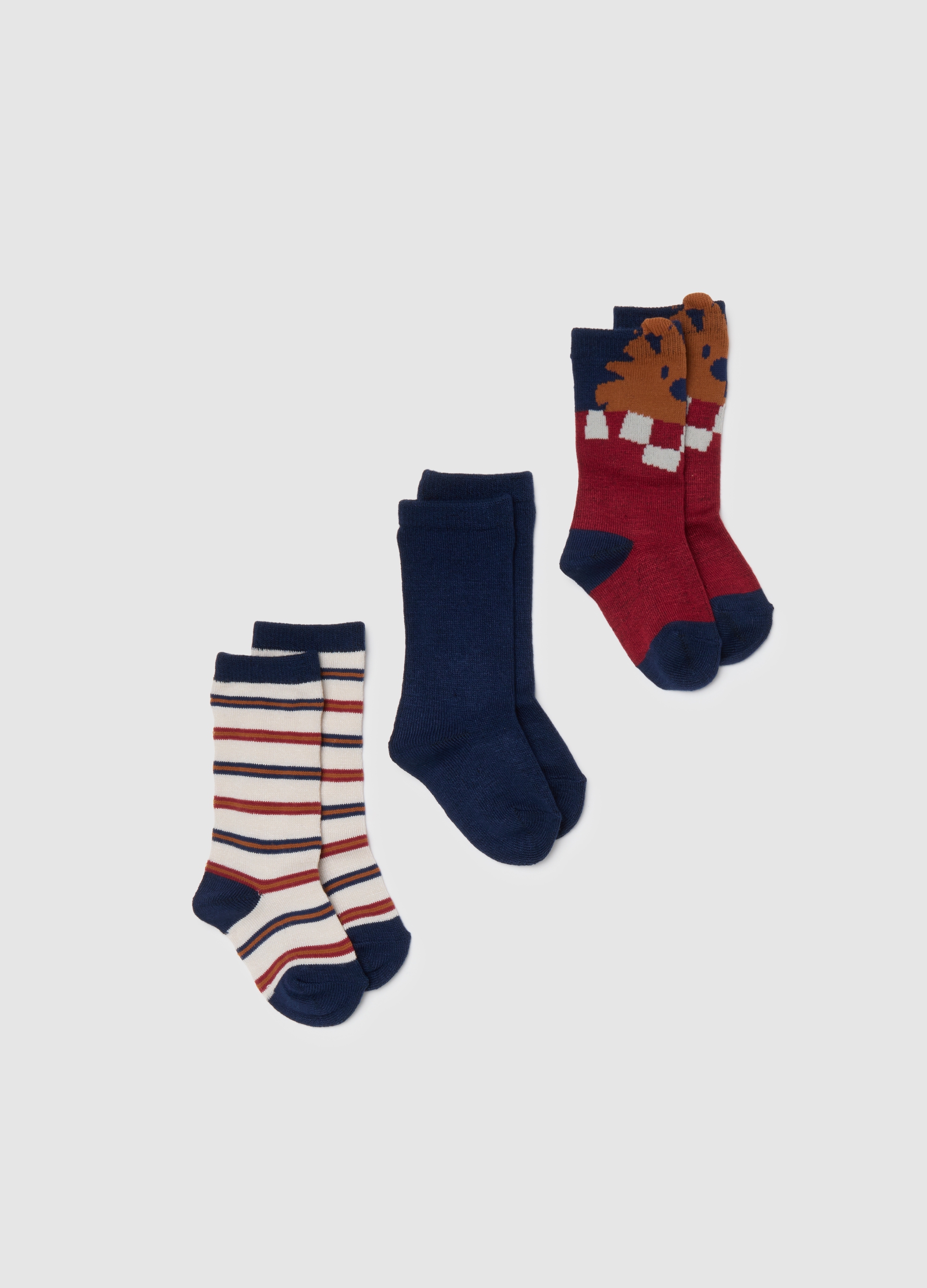 FAGOTTINO, Tripack Calze Lunghe Da Neonato In Misto Bamboo Multicolor, Bambino, Multicolor, Taglia: 24-30