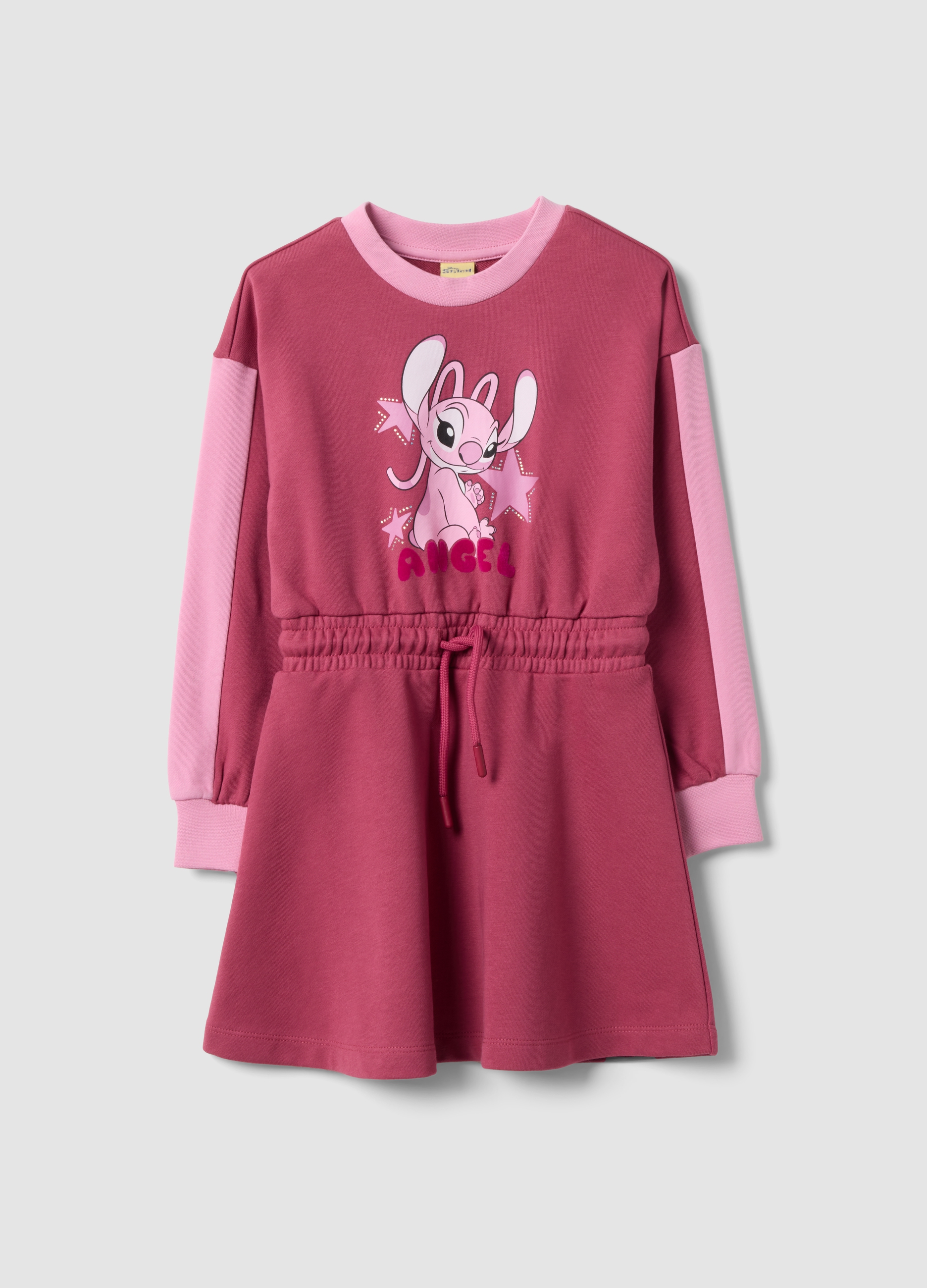 DISNEY, Abito Rosa In Misto Cotone Con Stampa Lilo & Stitch Per Bambina, Rosa, Taglia: 4-5