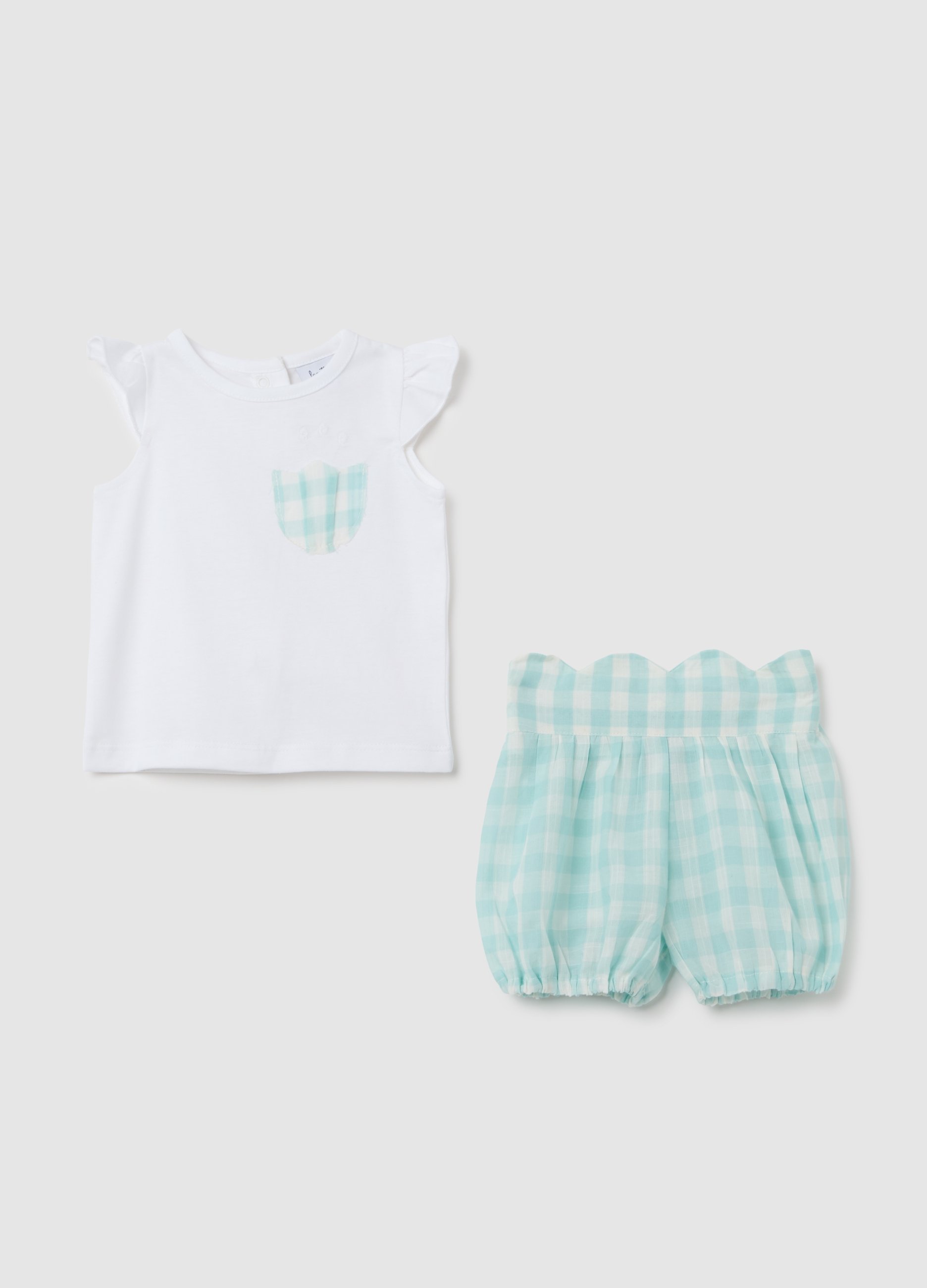 FAGOTTINO, Set Di Top E Pantaloncini Da Neonata In Puro Cotone Multicolor, Multicolor, Taglia: 3-6