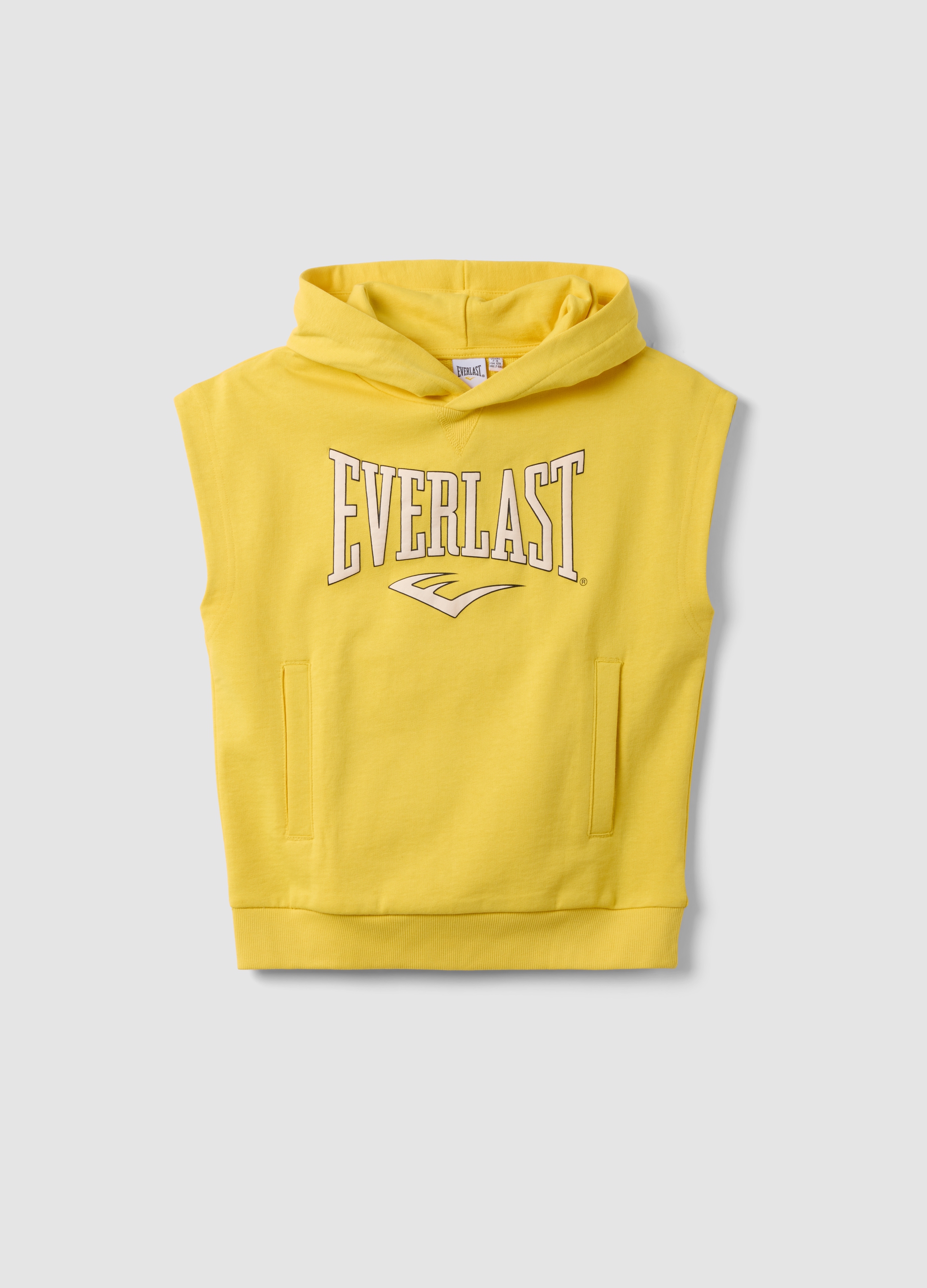 EVERLAST, Felpa Gialla Smanicata In Puro Cotone Con Cappuccio E Logo Per Bambino, Giallo, Taglia: 9-10