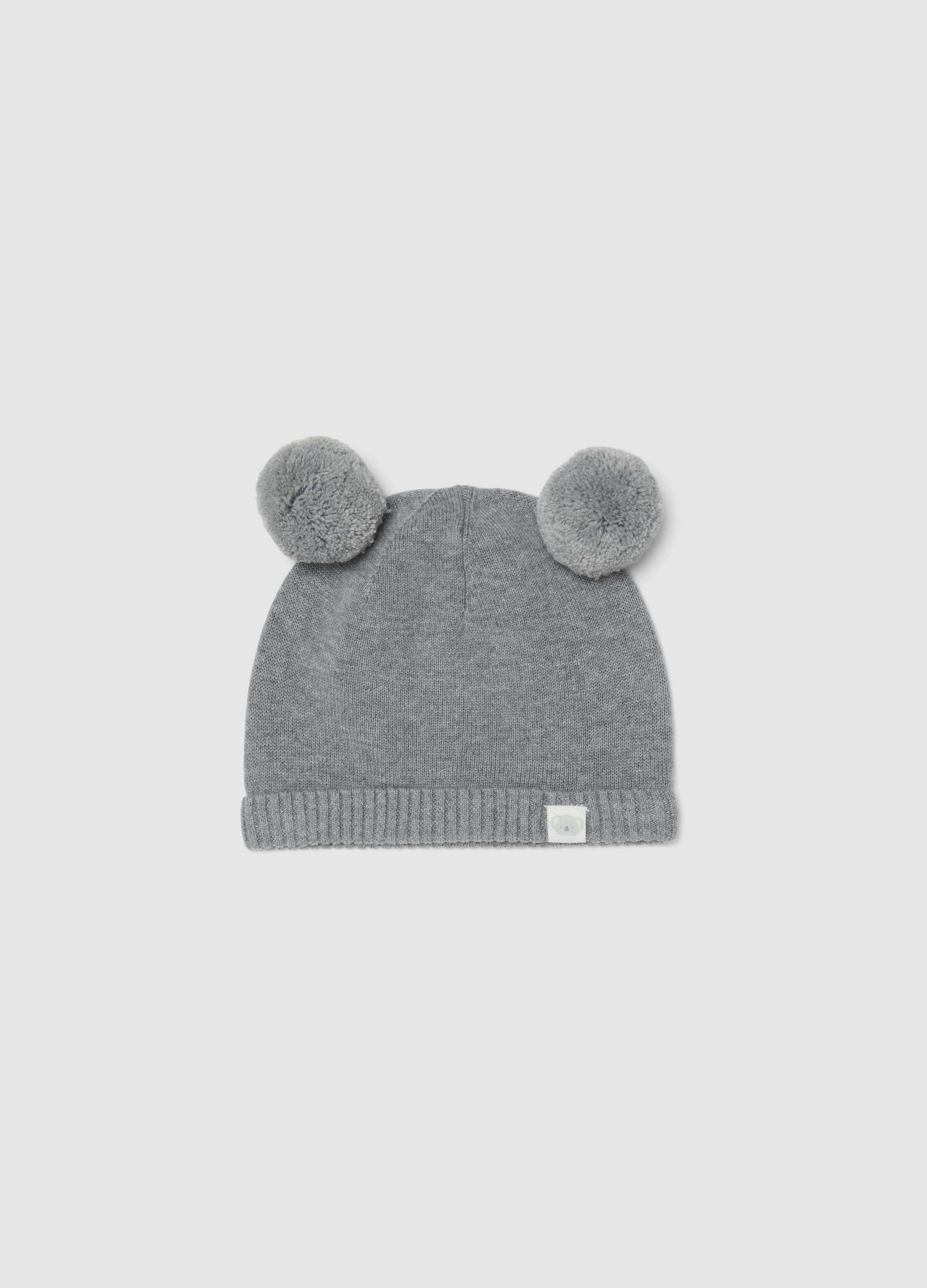 FAGOTTINO, Cappello Grigio In Puro Cotone Organico Con Pompon Per Neonati, Unisex, Grigio, Taglia: ONE SIZE