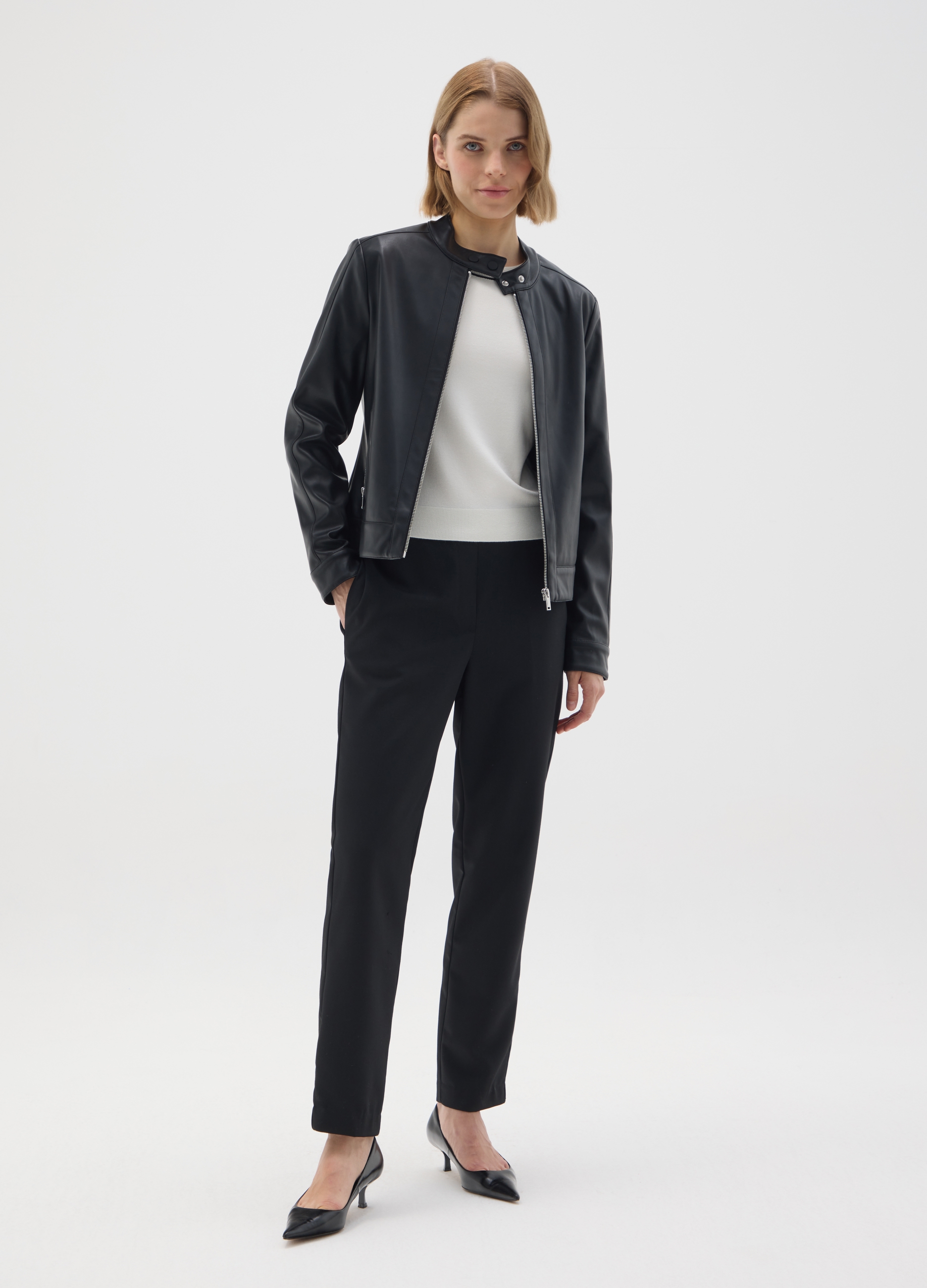 OVS, Chaqueta Negra De Piel Sintética Corte Regular, Mujer, Gunmetal, Talla: XS