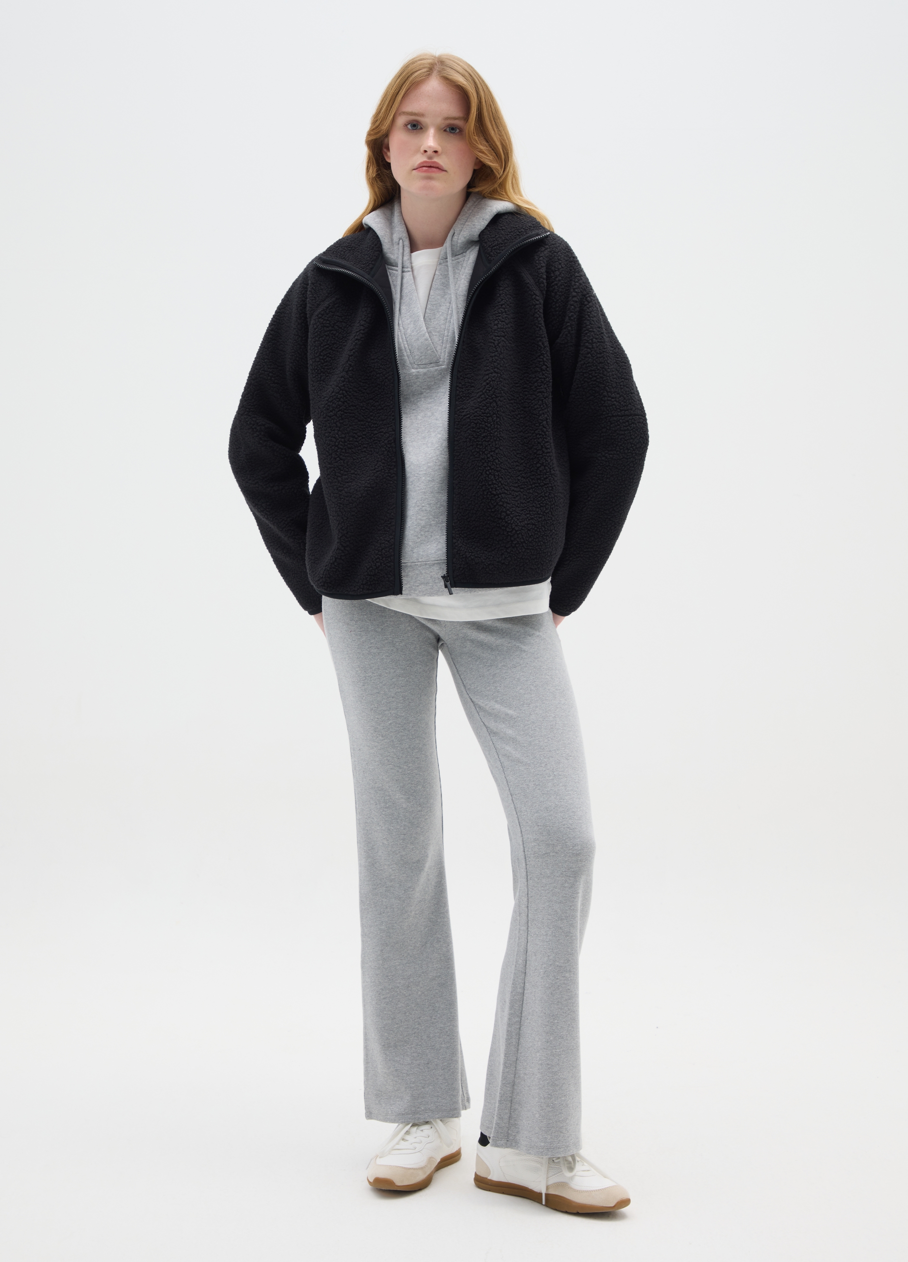 OVS, Felpa Nera Regular Fit Con Zip, Donna, Nero, Taglia: XL