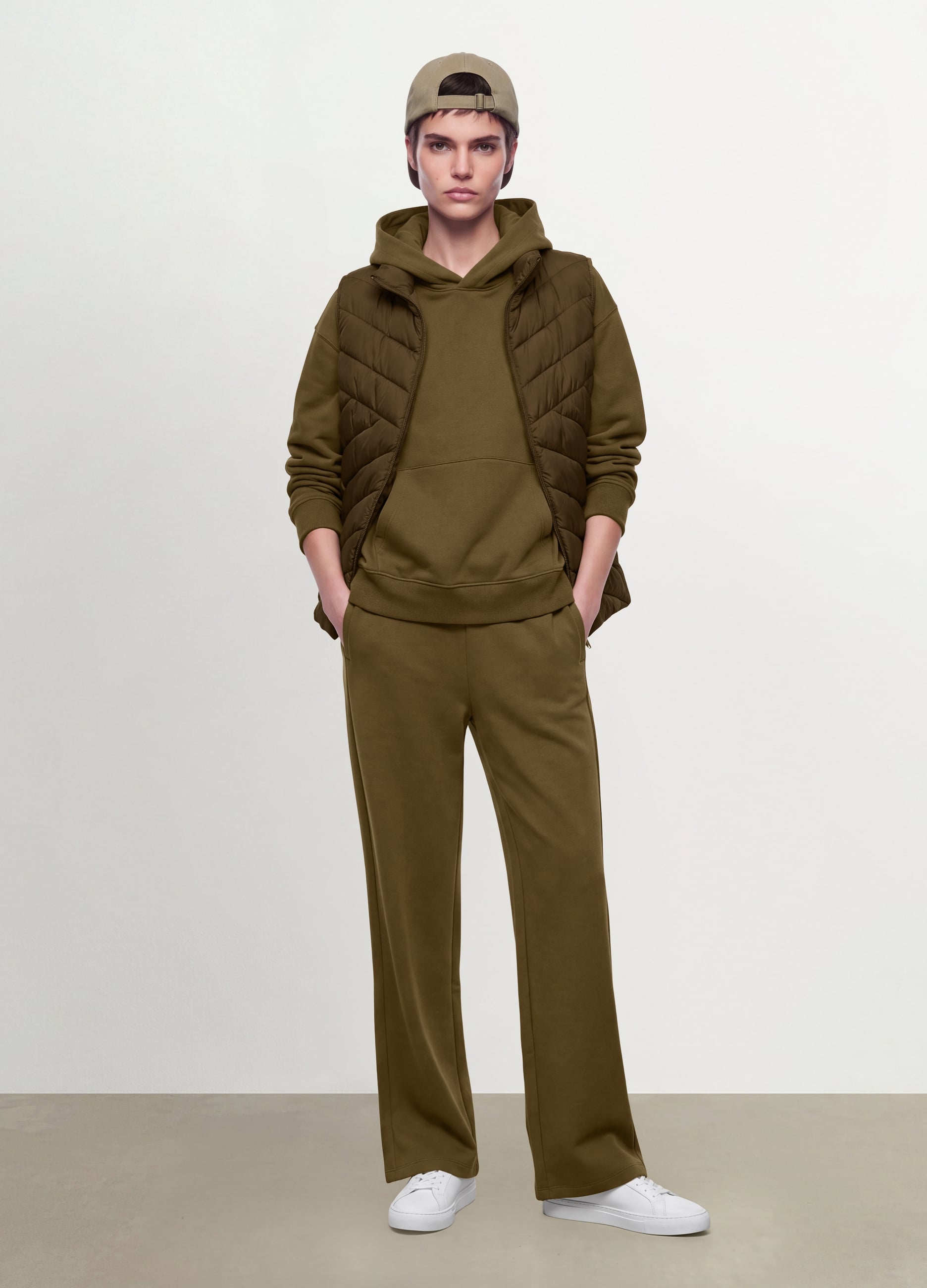 OVS, Pantaloni Jogger Verdi In Misto Cotone Straight Fit, Donna, Verde, Taglia: L