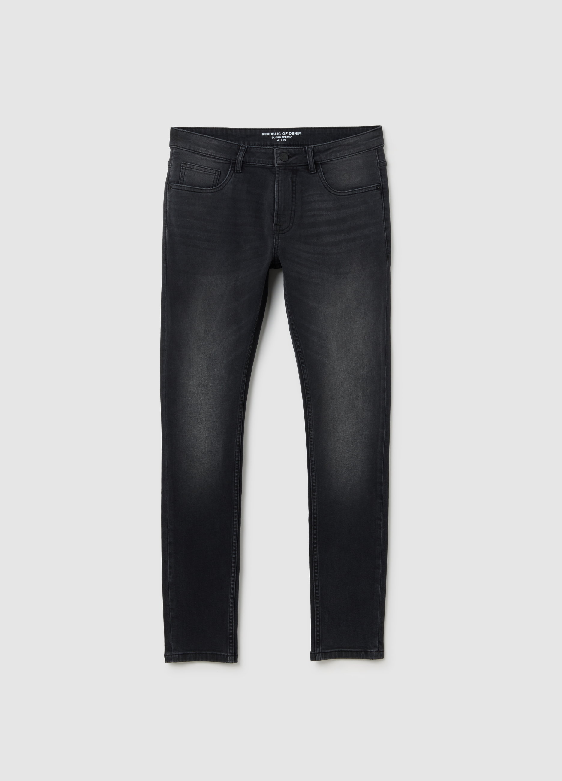 OVS , Jeans Neri Super Skinny In Cotone Elasticizzato, Uomo, Nero, Taglia: 50