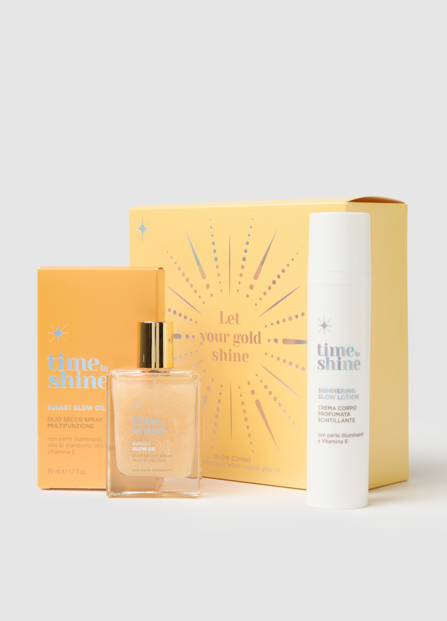 TIME TO SHINE, Time To Shine Kit Shine Gold X2 (olio Oro + Body Lotion), Donna, , Taglia: FASUL