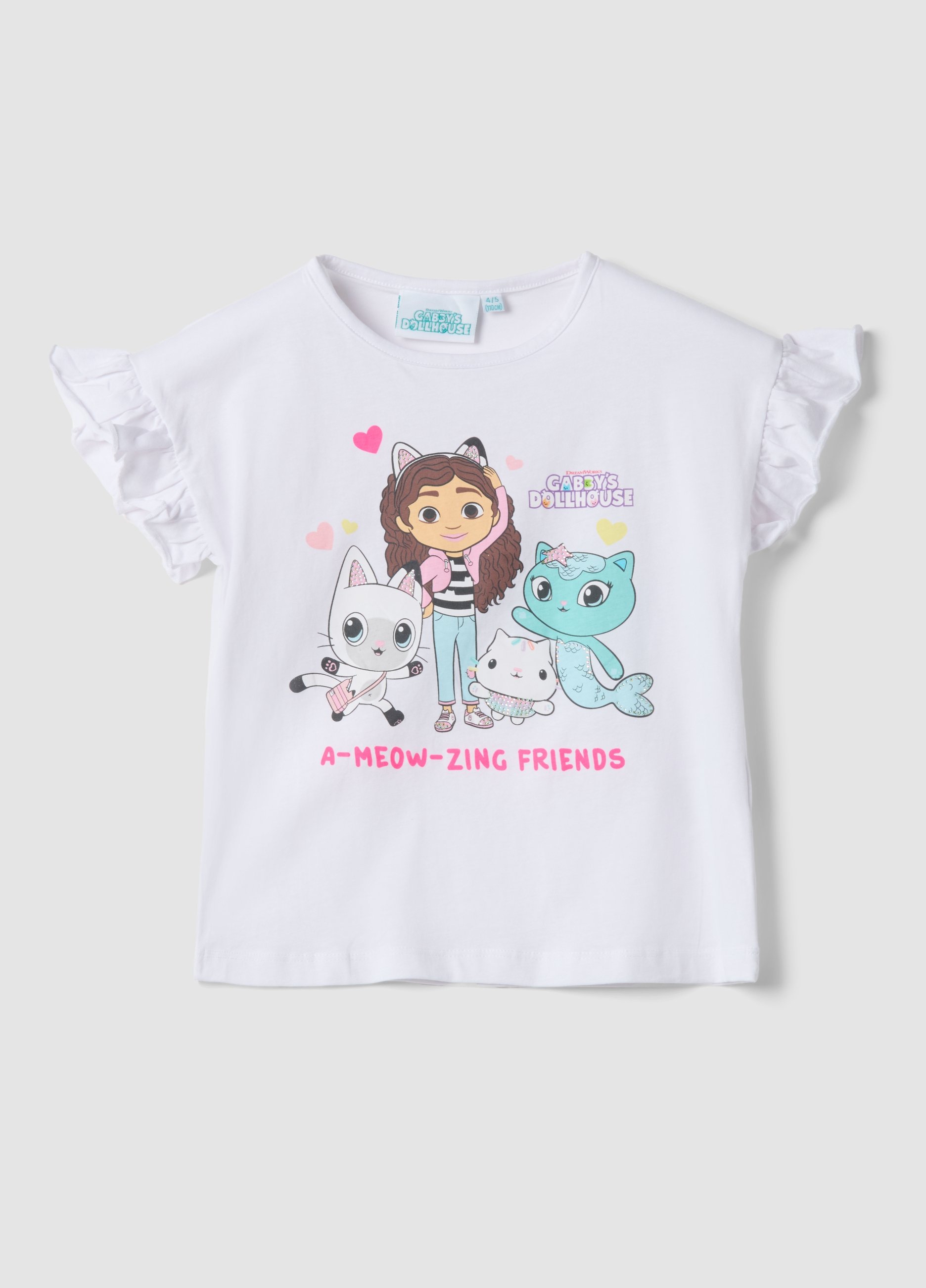 OVS KIDS, Camiseta Blanca De Algodón Elástico Para Niñas Con Estampado, Niña, Blanco óptico, Talla: 6-7