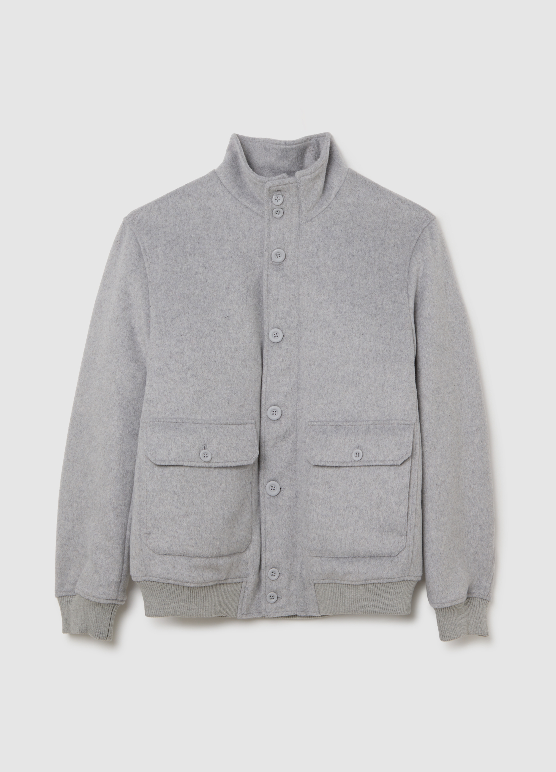 Piombo Contemporary, Chaqueta Acolchada Gris Ajuste Regular Con Cremallera Y Botones, Hombre, Gris claro, Talla: XXL