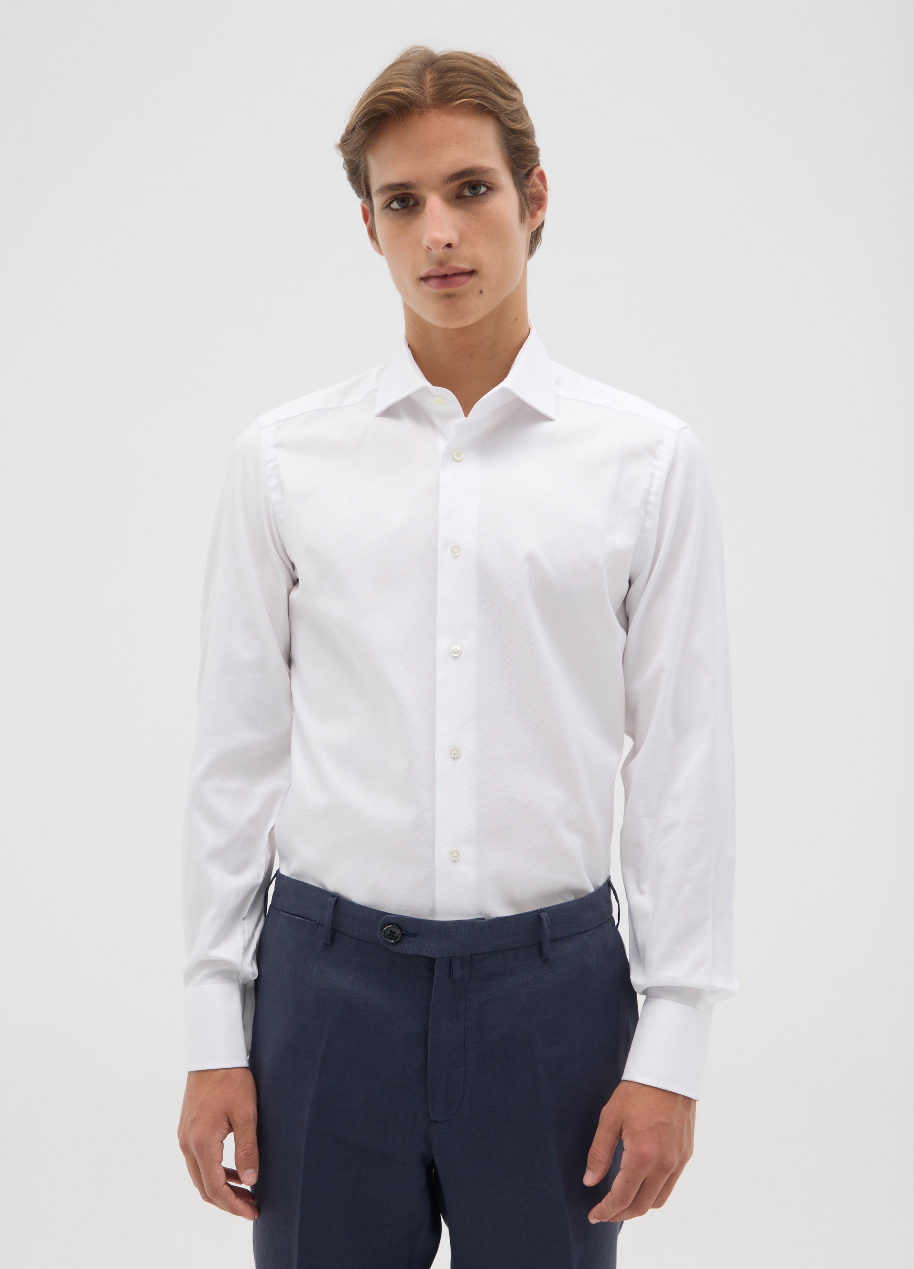 OVS , Camicia Da Uomo In Puro Cotone Bianca Slim Fit Con Colletto Alla Francese, Bianco, Taglia: 43