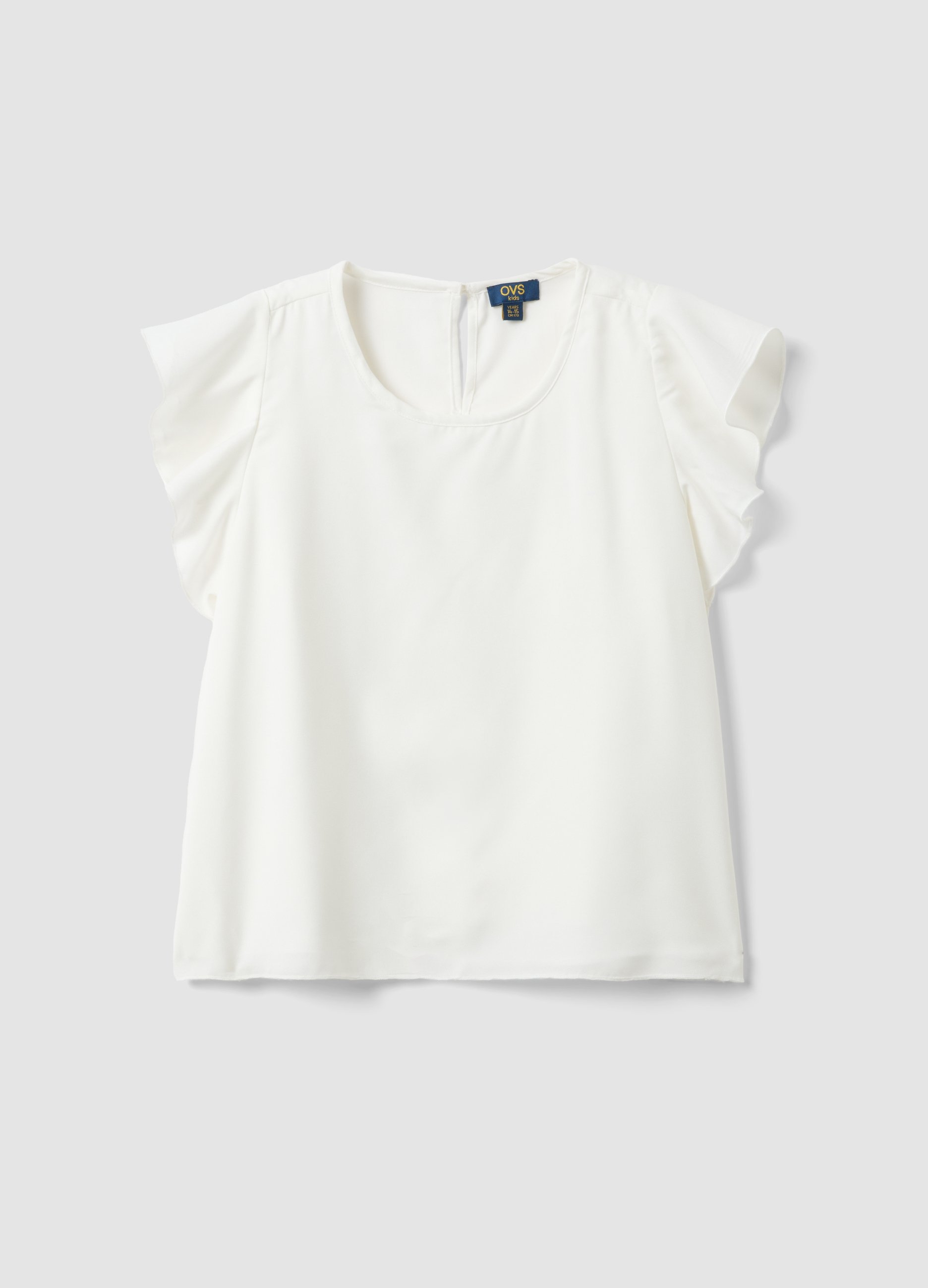 OVS KIDS, Blusa Blanca De Niña Corte Regular Con Mangas De Volantes, Niña, Blanco óptico, Talla: 11-12