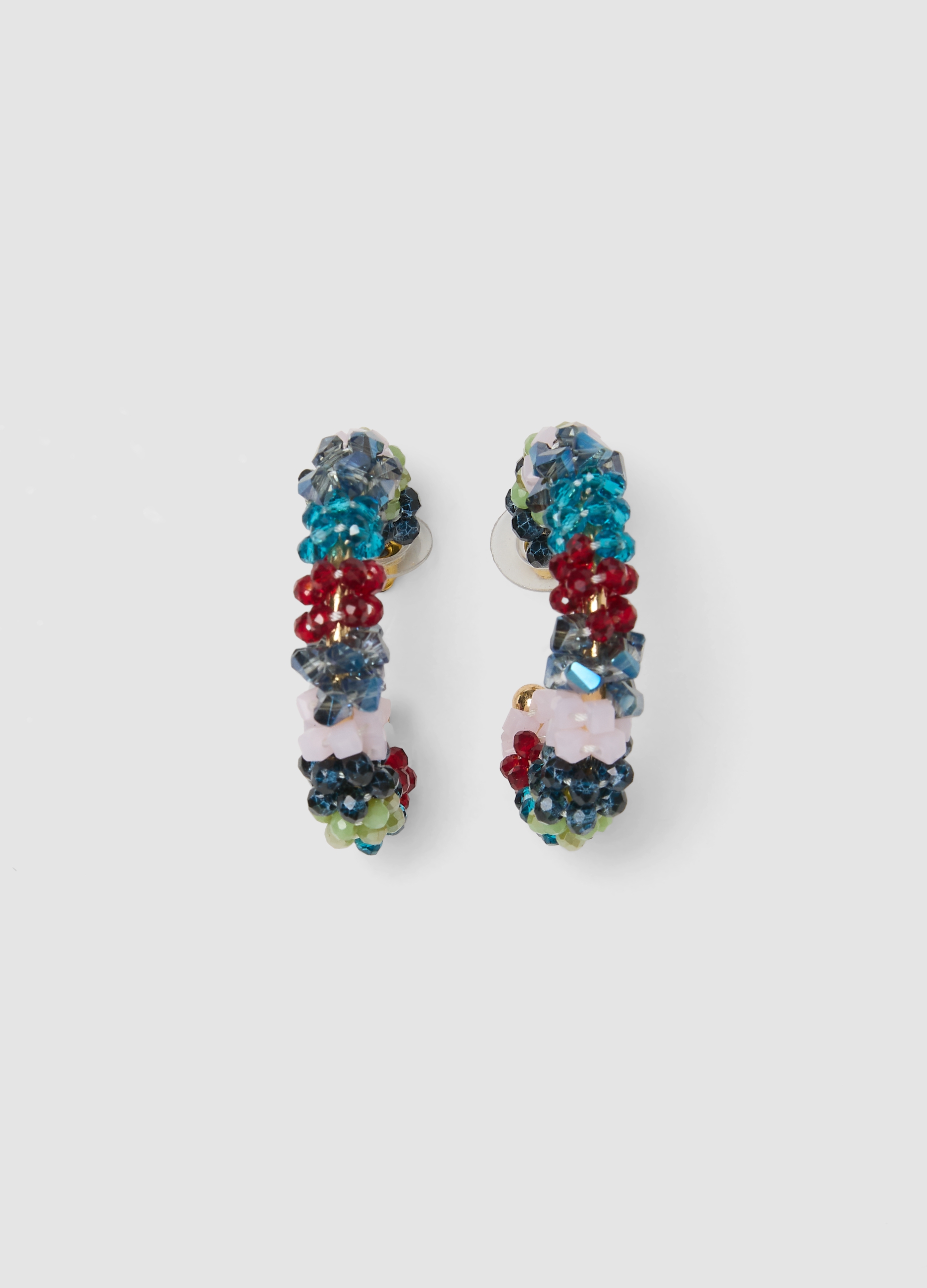 Pendientes Ligeros Con Piedras De Vidrio Multicolor, Mujer, Azul/rojo, Talla: FASUL