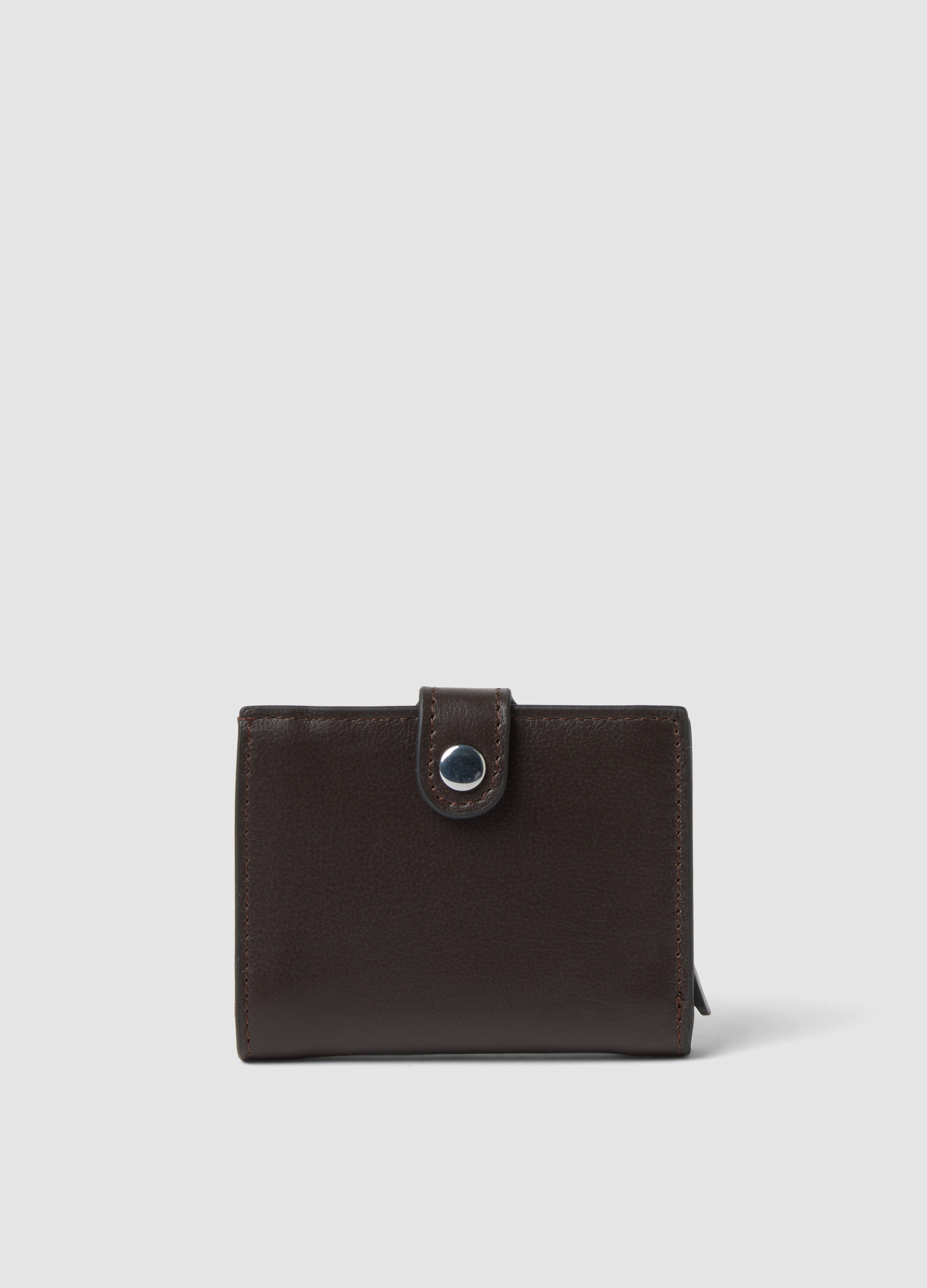 Piombo Contemporary, Portafoglio Marrone In Vera Pelle Con Portacarte Rigido, Uomo, Marrone, Taglia: ONE SIZE