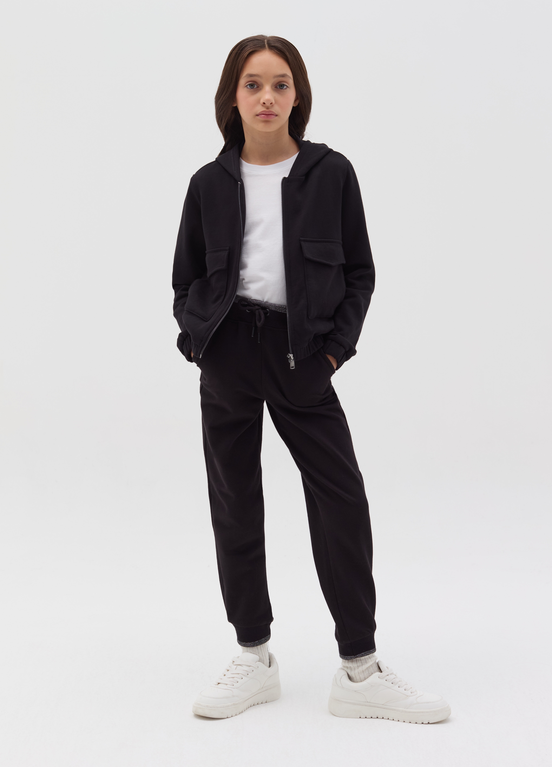 OVS KIDS, Joggers Con Cordón Y Lurex, Niña, Negro, Talla: 13-14